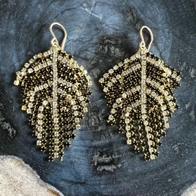 Black Glam Fringe Earrings