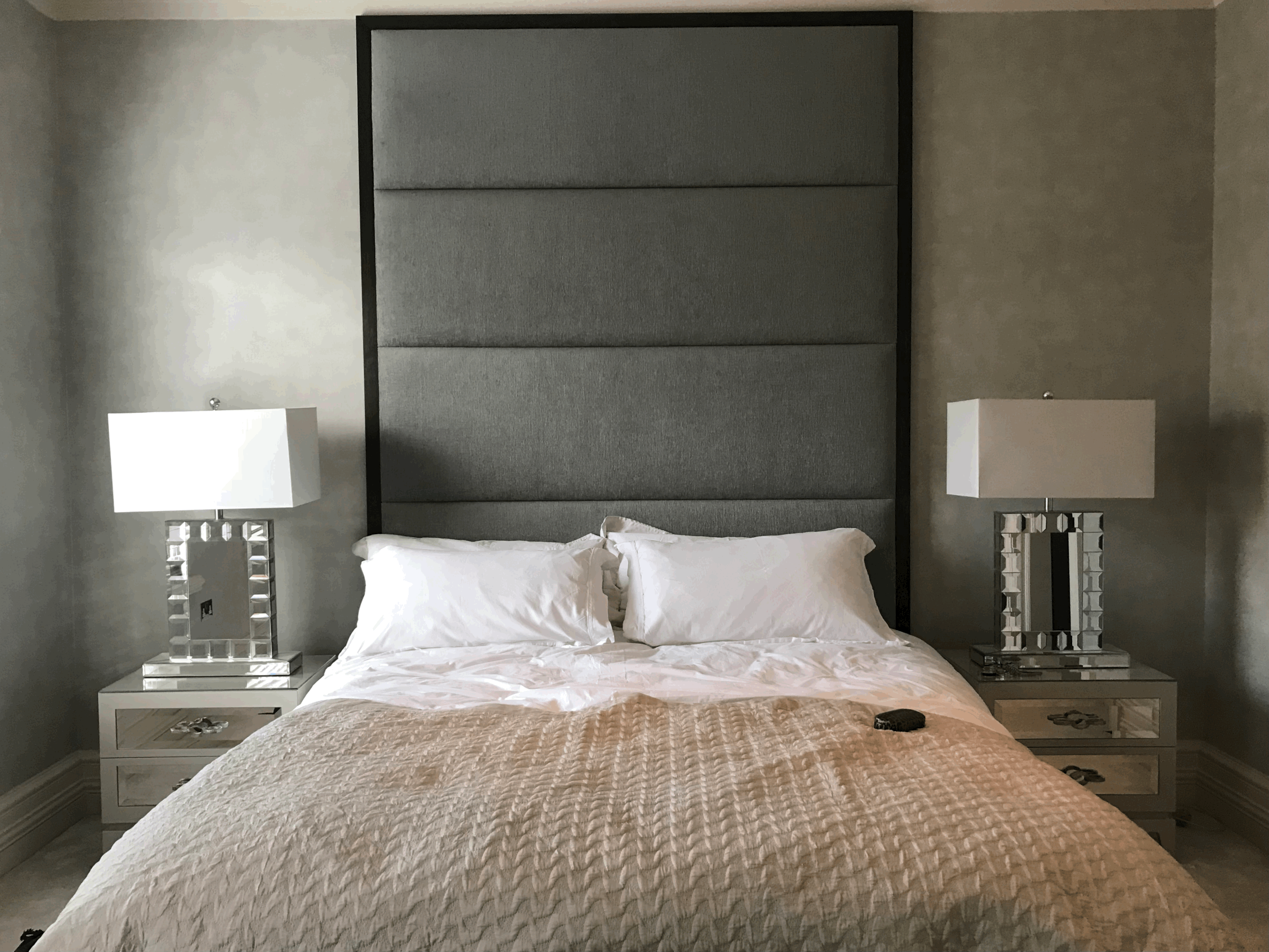 Headboard with hardwood border