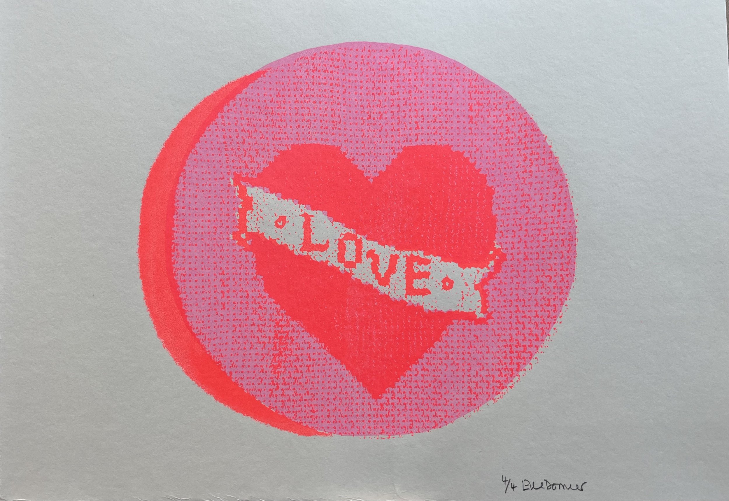 Love Screen Print - Neon Red/Candy Pink
