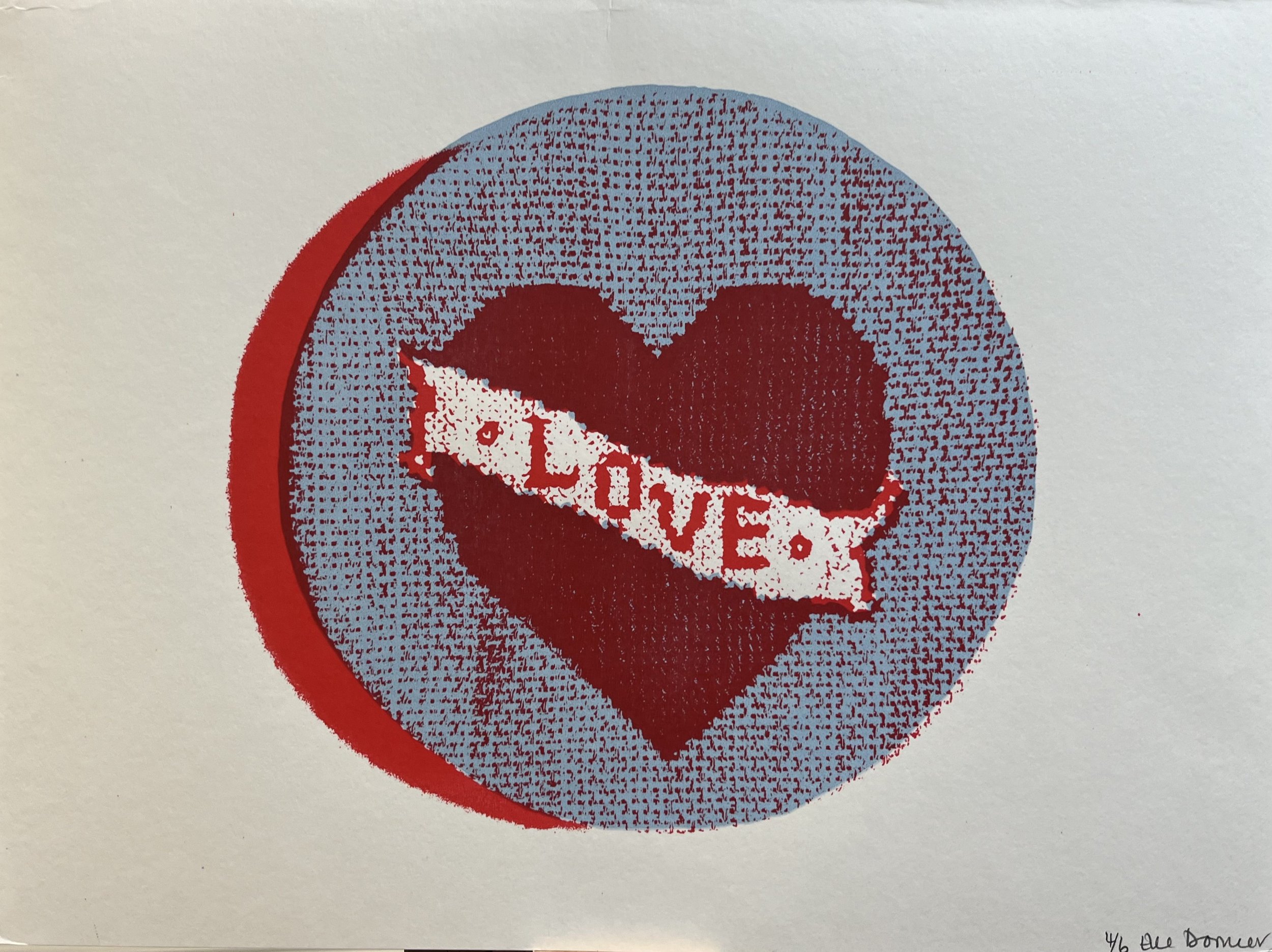 Love Screen Print - Cherry Red/Dusky Blue