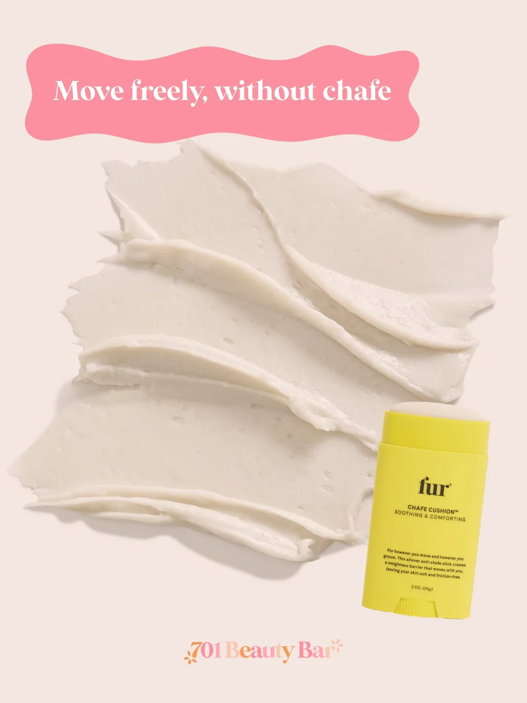 No more thigh rub, bikini line irritation, or post-wax friction 🙅&zwj;♀️✨

The Fur Chafe Cushion is your new ride-or-die for smooth, comfortable skin &mdash; especially after waxing. 💛

🌿 Prevents AND treats chafing
🧴 Creates a silky barrier that