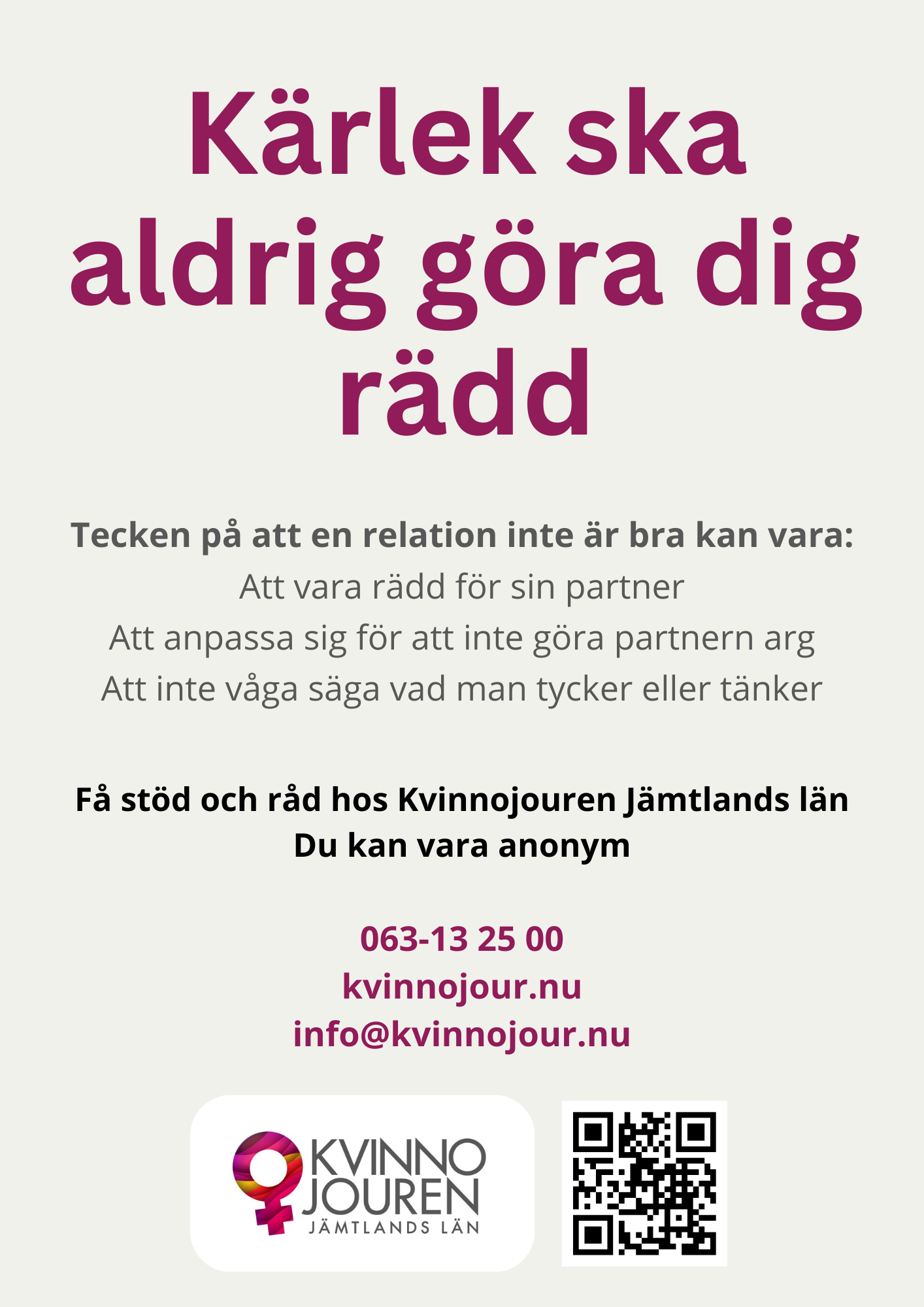 A4 Kärlek ska aldrig göra dig rädd