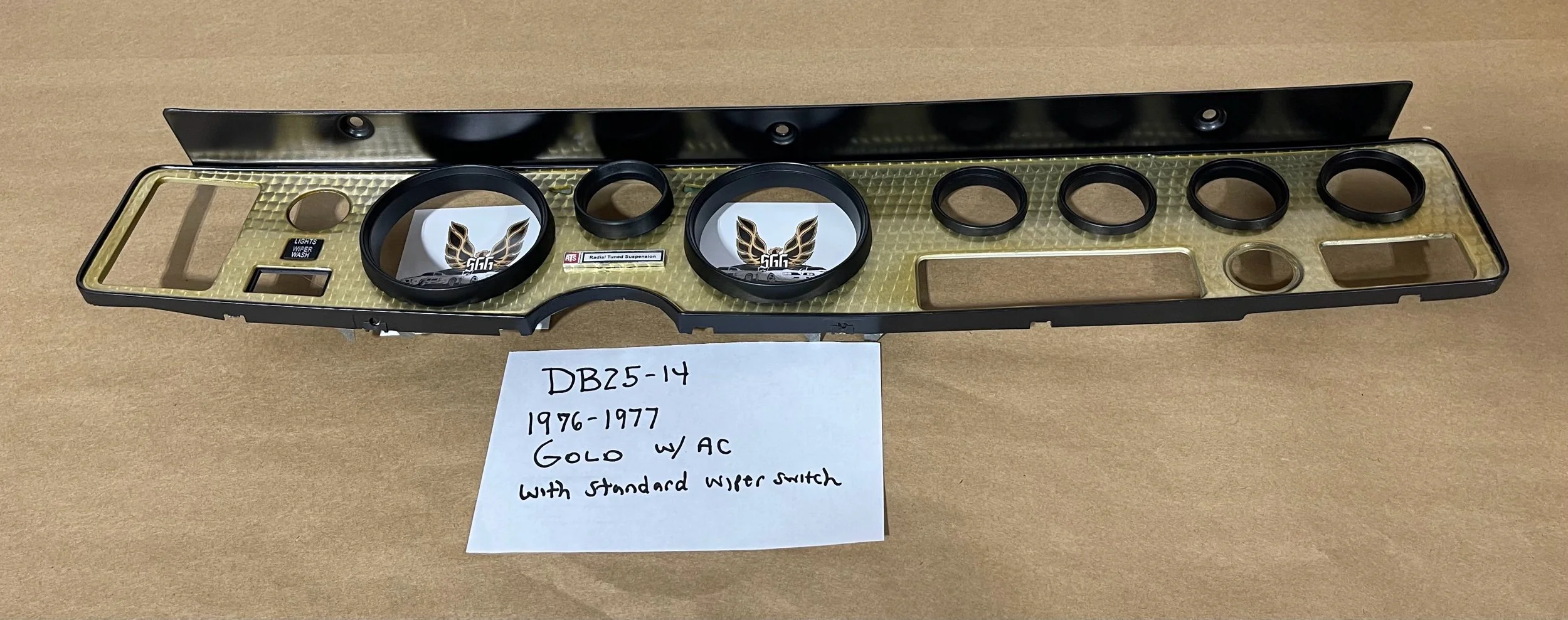 DB25-14 Restored dash bezel 1976-1977 Trans Am GOLD with AC