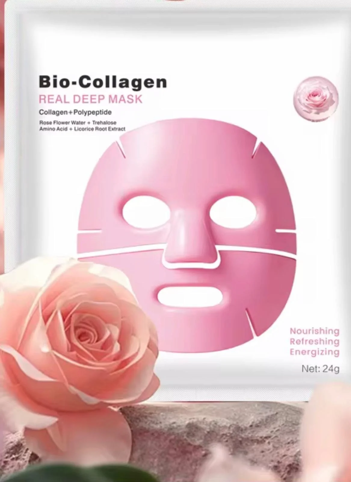 Masque Visage en Tissu au Bio-Collagène Rose – Hydratation Intense Nuit – Soin Visage Coréen