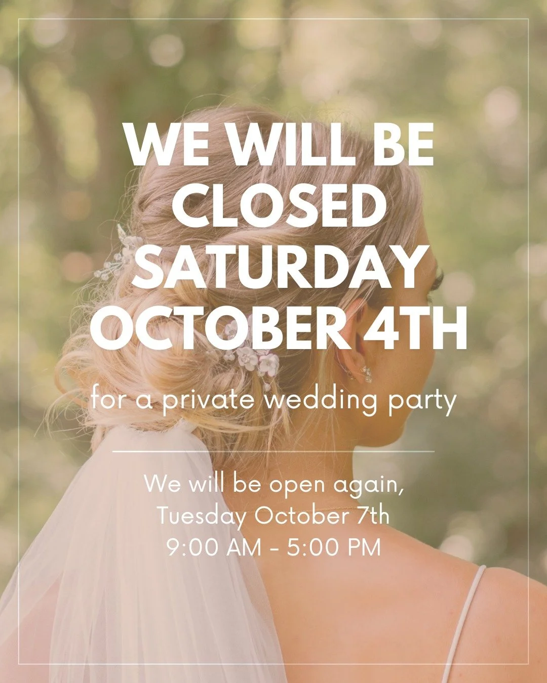Due to a private wedding party, we will be closed on Saturday, October 4th. Thank you for understanding!

#oxfordctsalon #oxfordmoms #valleyhairstylist #bridalhairstyles #pureplatinum