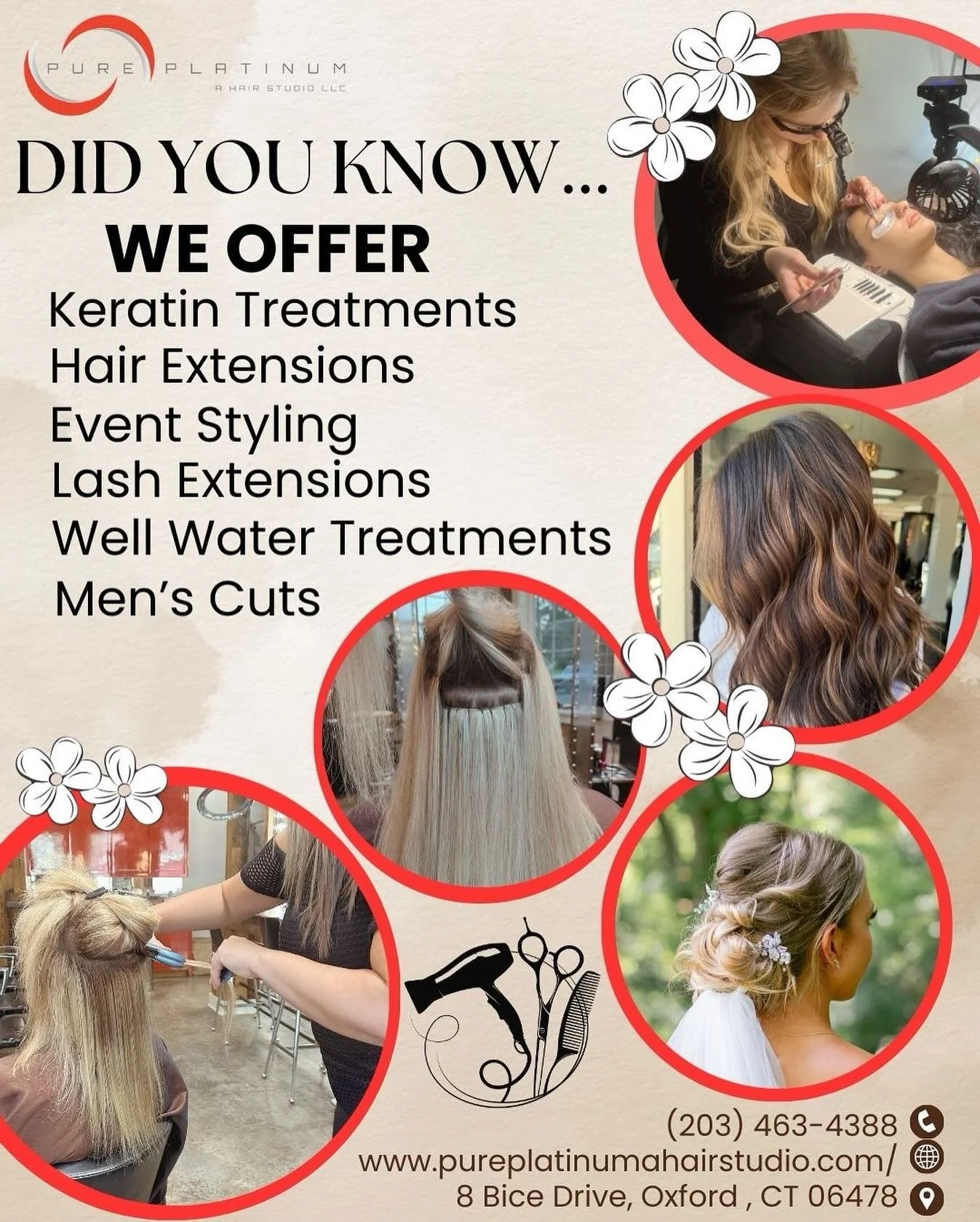 Here&rsquo;s some of the services we offer that not many know about!! Any questions, message us or give us a call at (203) 463-4388 💇🏼&zwj;♀️

#oxfordct #oxfordhairdresser #highlights #menscut #lashextensions #lashes #bride #bridalhair #extensions 