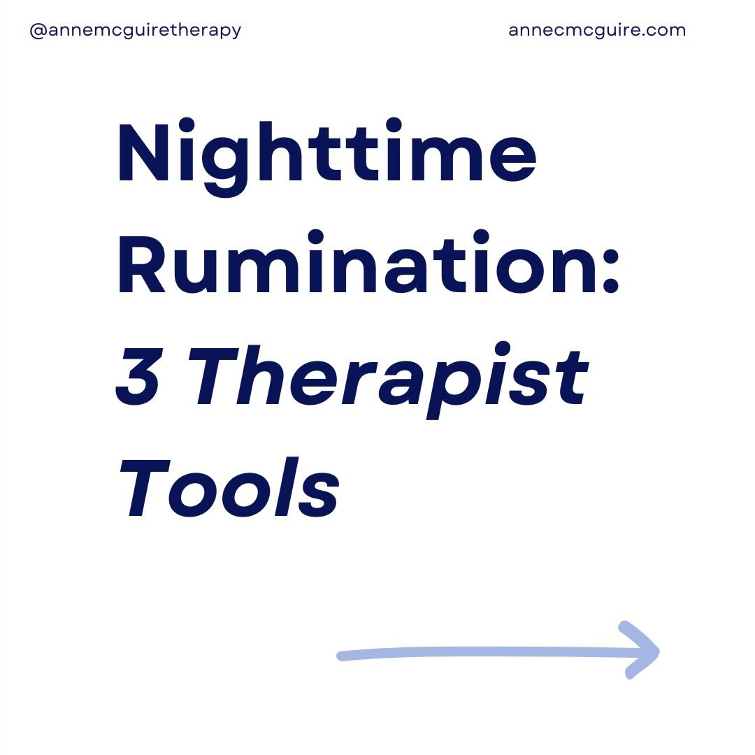 Are your thoughts ramping you up at night?&nbsp; 

Here are 3 therapist-approved strategies for nighttime rumination I share with my clients. 

They can help you too!

📝 Two-Minute Brain Dump: No essays, just get what&rsquo;s on your mind down.
🌬️ 