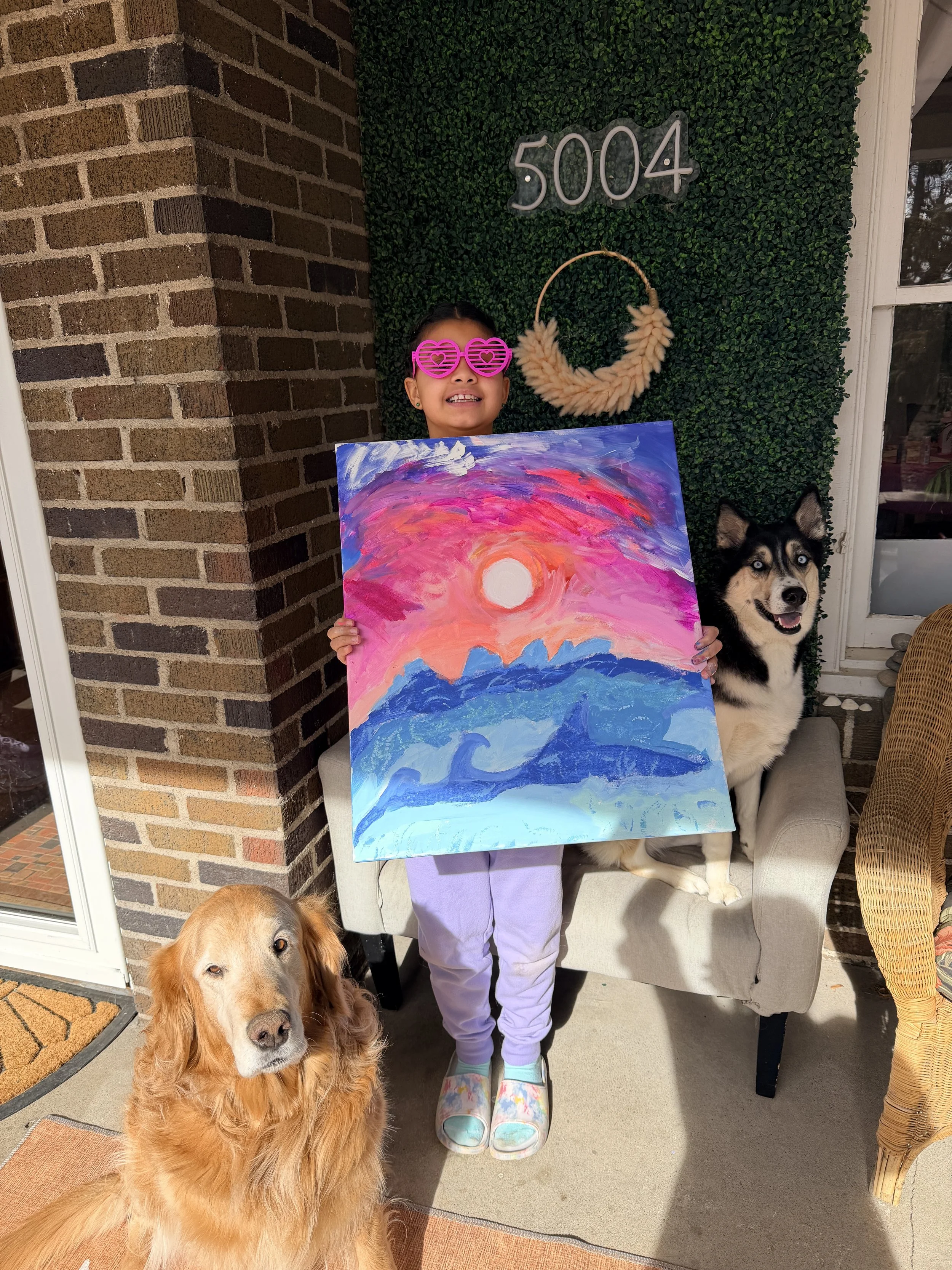 claire das finished sunset with doggies.JPG