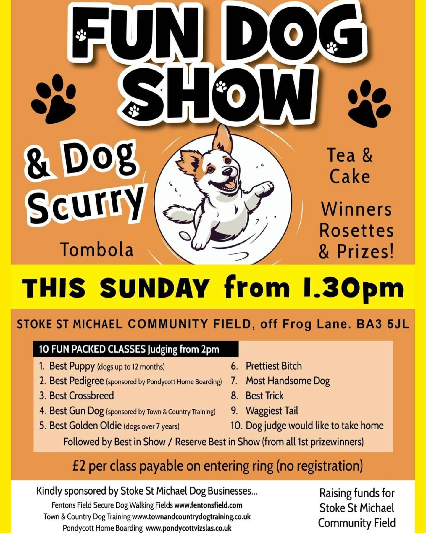 Don&rsquo;t forget the Dog Show this Sunday at 1.30pm at Stoke St Michael Playing Field
The weather looks cooler and cloudier which will be ideal for the dogs, let&rsquo;s hope the rain stays away and we can enjoy a lovely afternoon. There will be pl