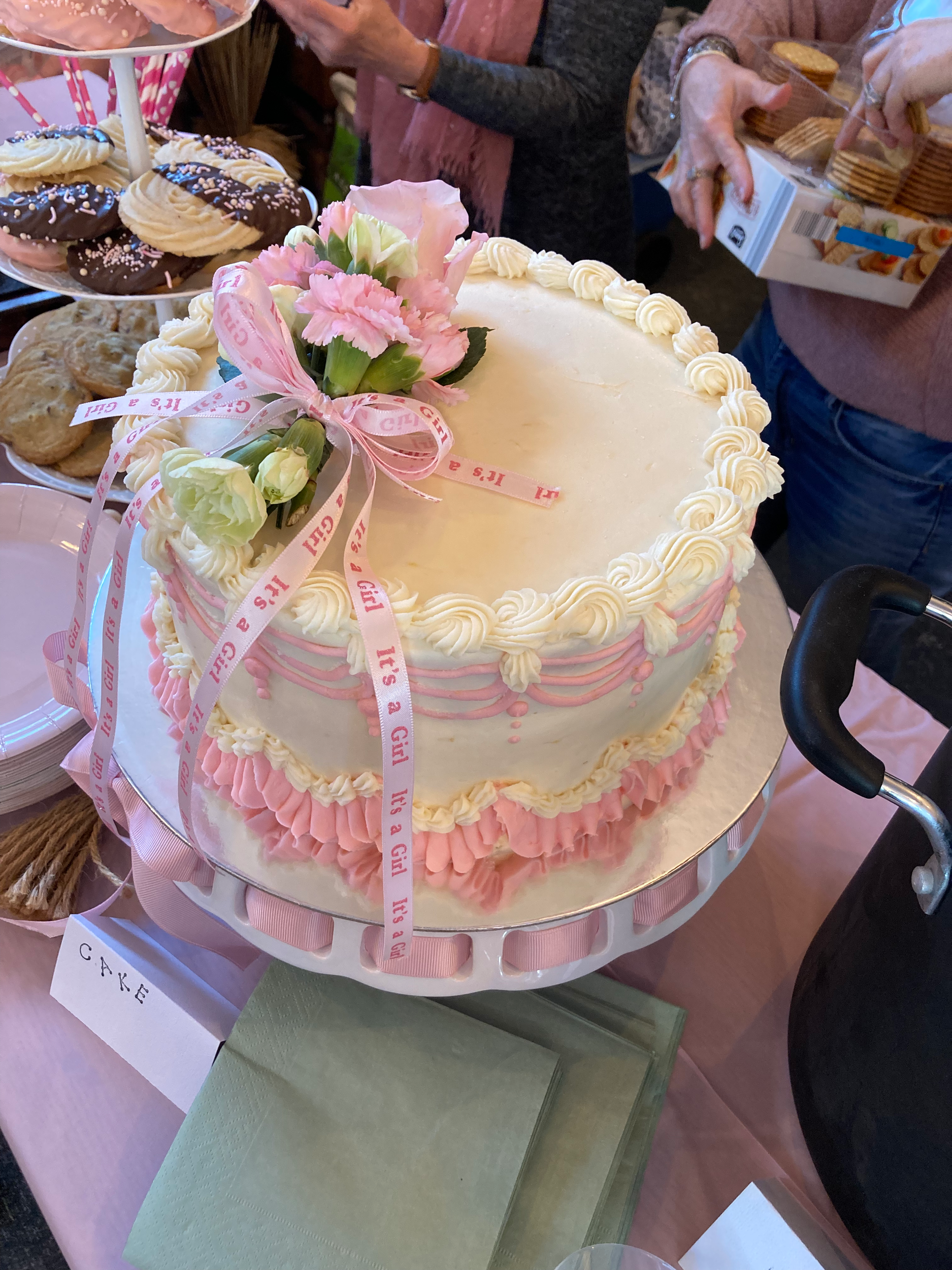 pink girls baby shower cake