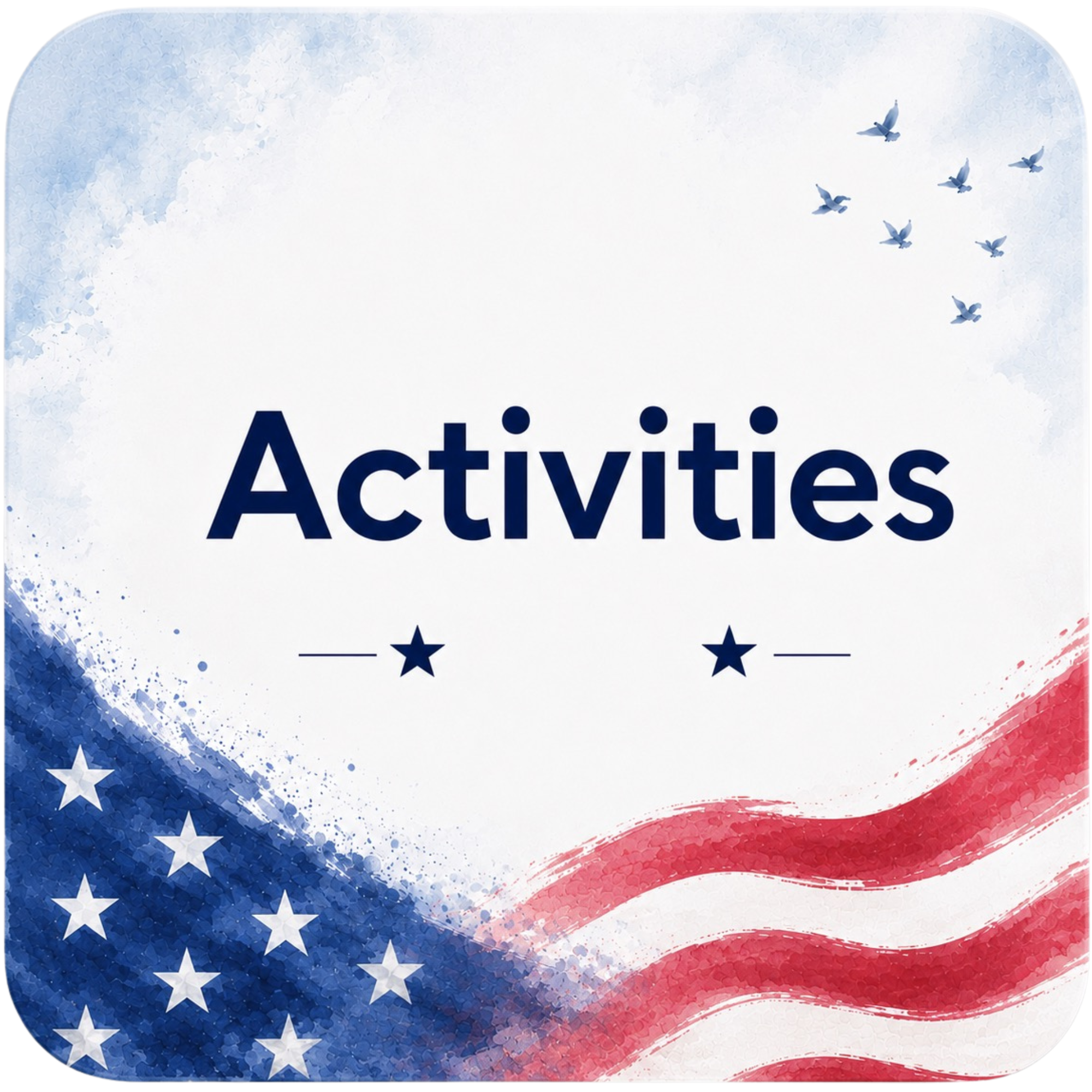 A graphic with a blue, white, and red American flag design featuring stars and a waving pattern.