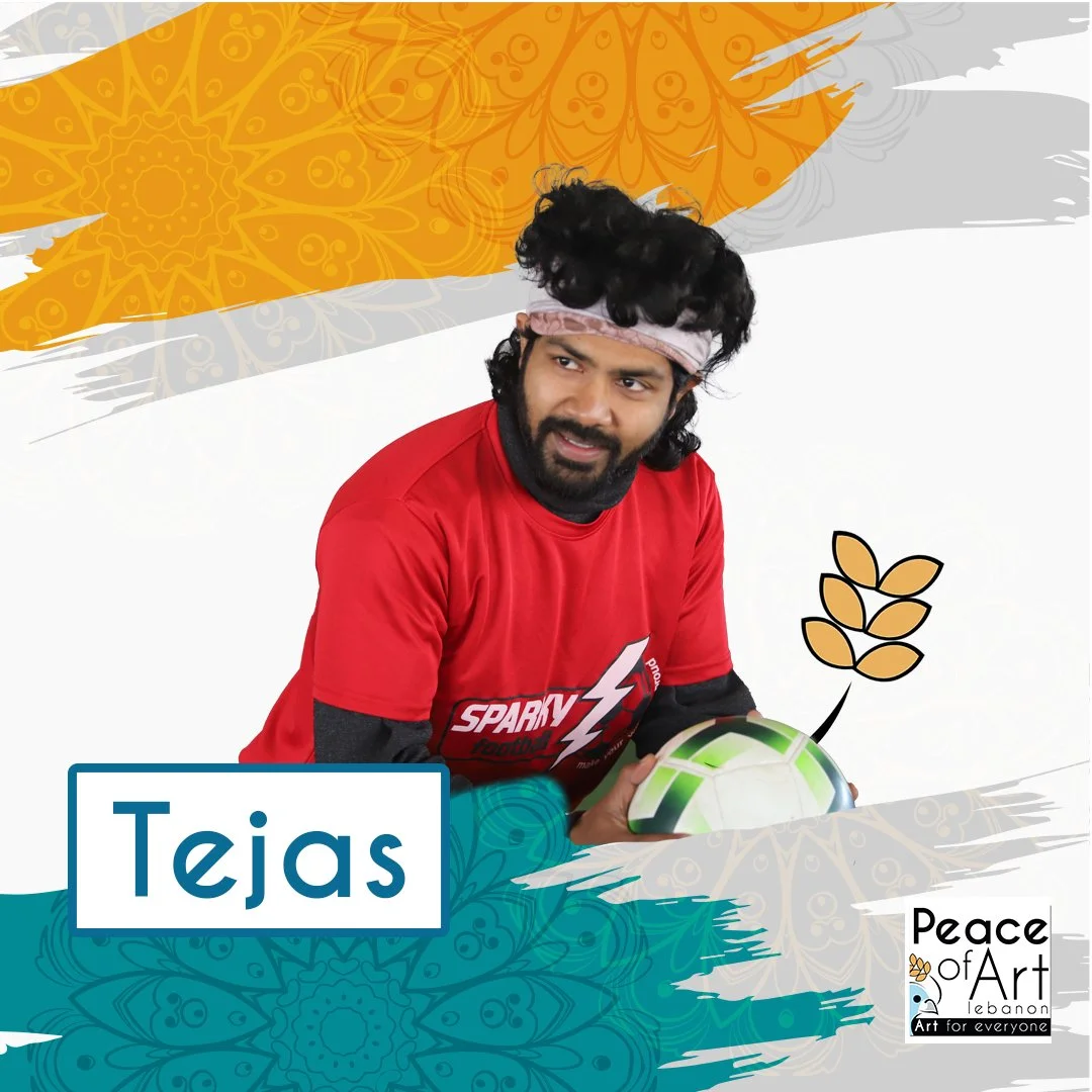 Tejas volunteer supporting sports activities at Peace of Art