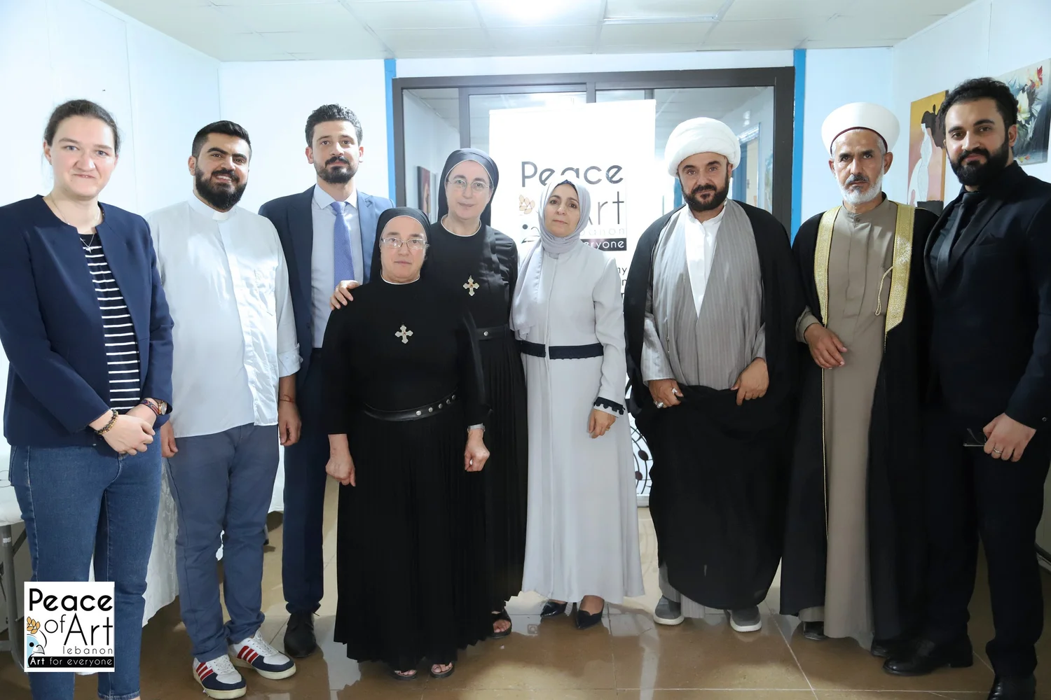 Religious leaders and Peace of Art participants discussing women's rights