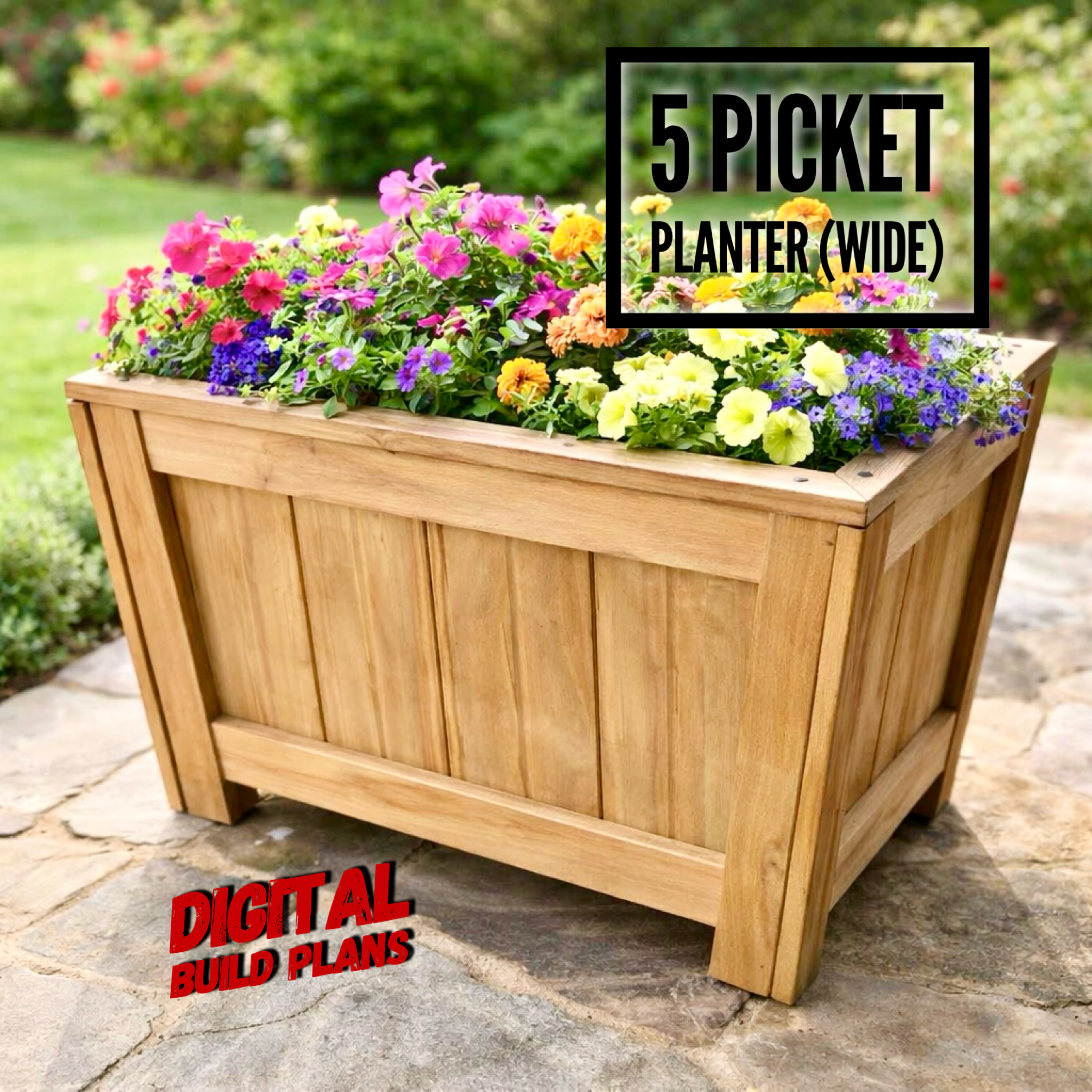 Wide 5 Picket Planter Plan