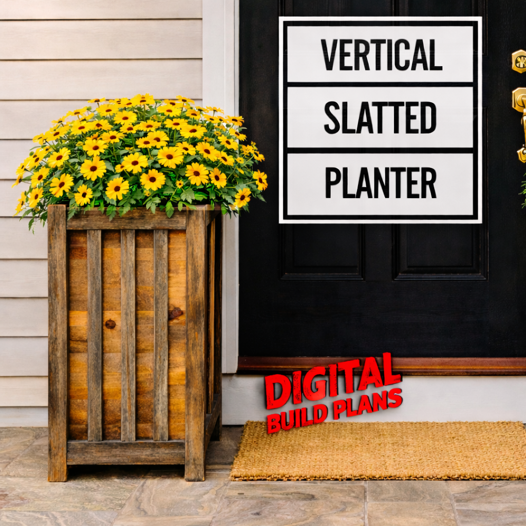 Modern Vertical Slatted Planter DIGITAL Plans, Modern Tall Planter DIGITAL Plans
