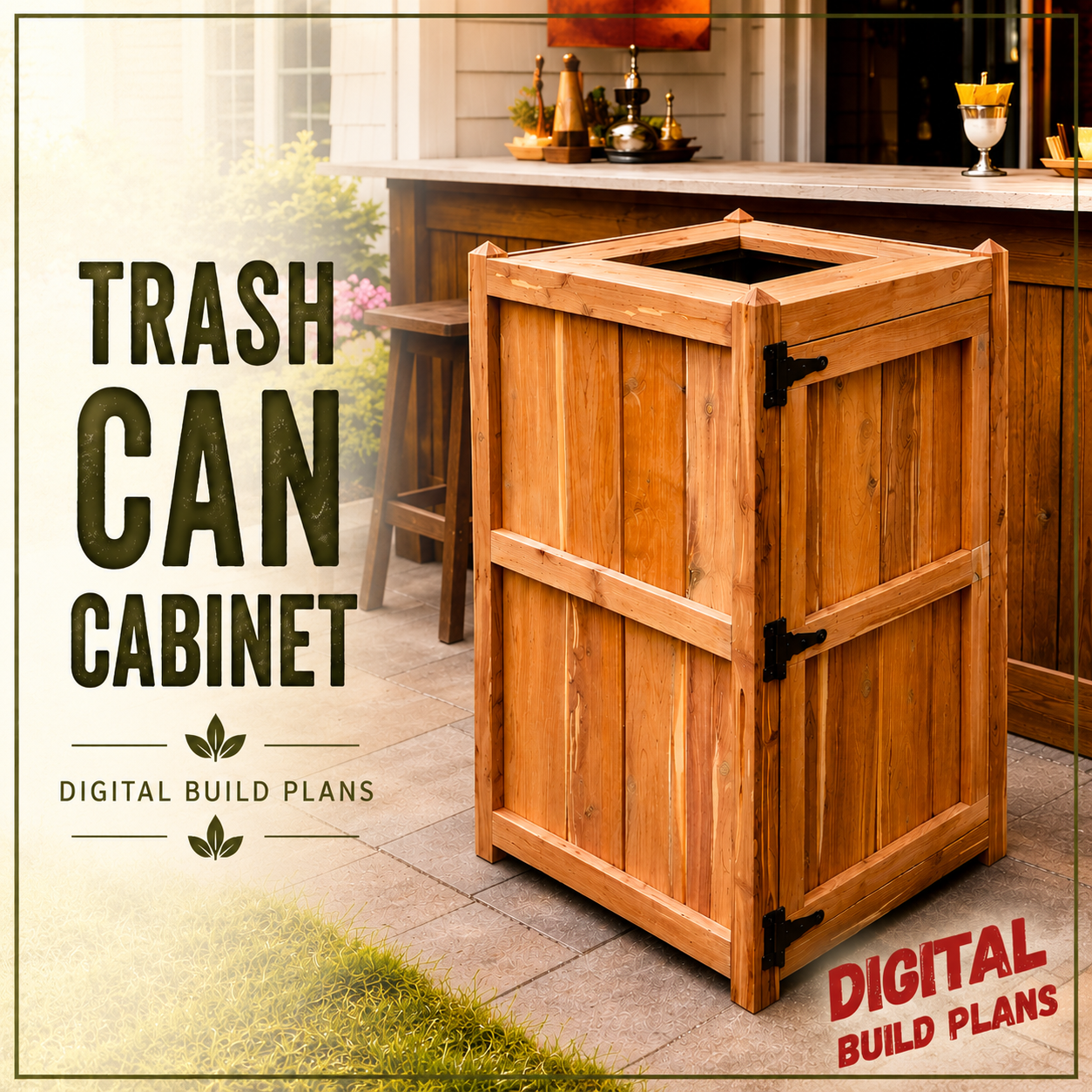 Outdoor Trash Can Cabinet Digital Plans