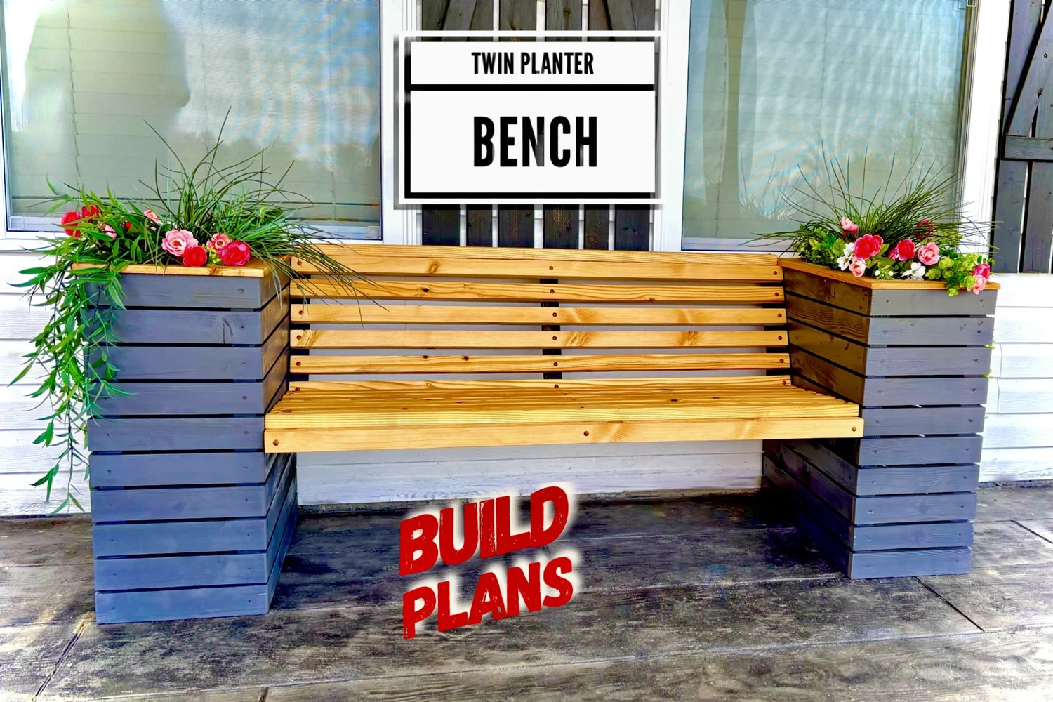 Twin Planter Garden Bench Digital Plans, Garden Bench with Twin Planters  Plans, Bench with 2 Planters Plans  Matthew Peech Woodworking