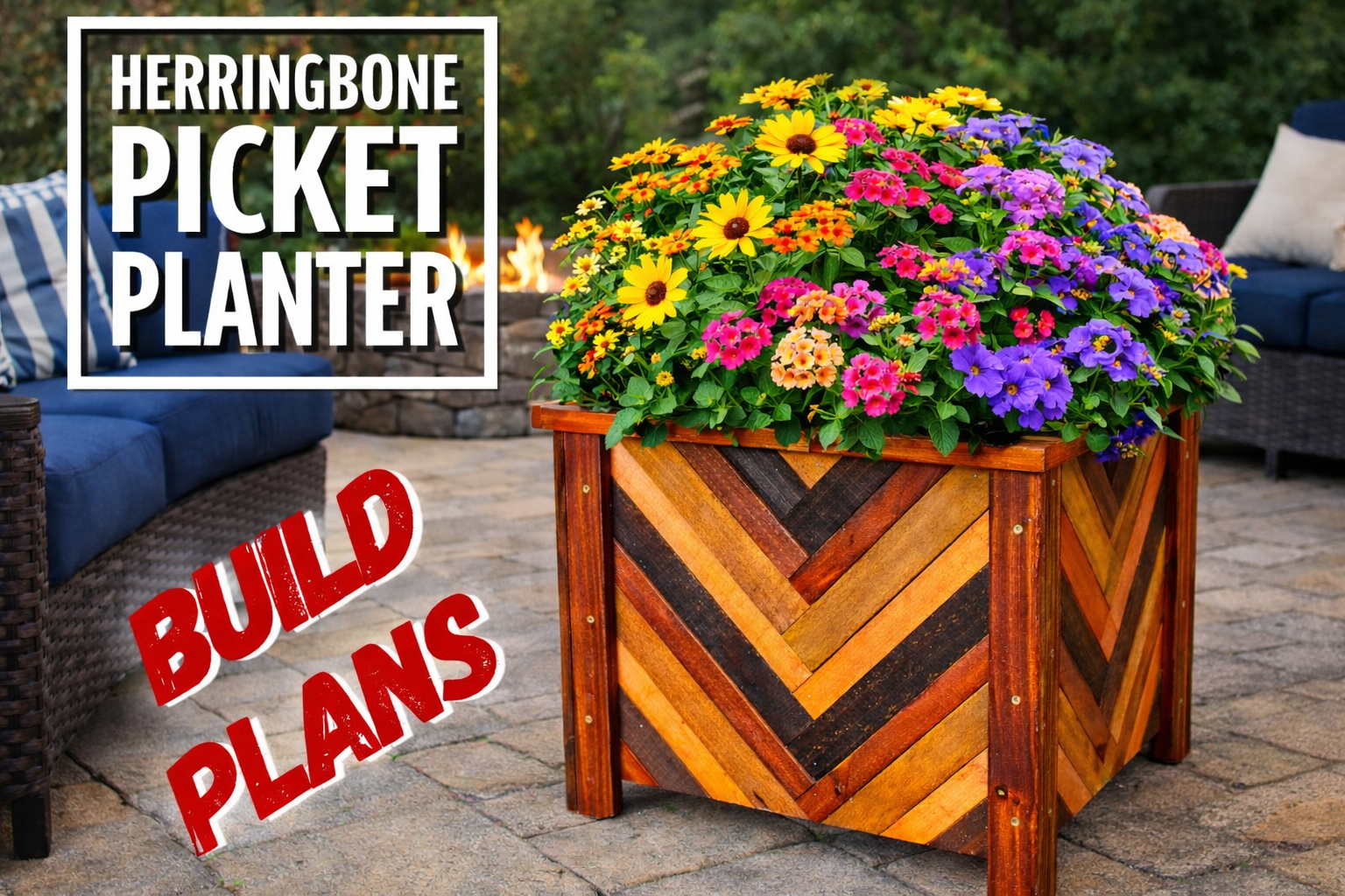 Herringbone Picket Planter Plan