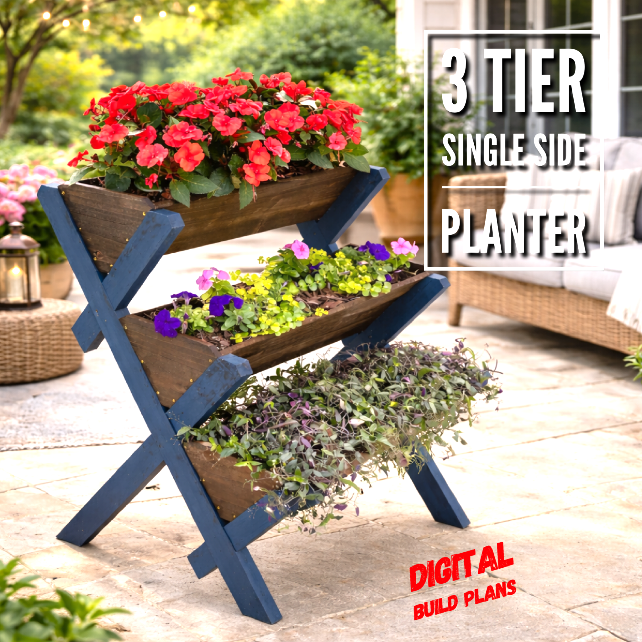 3 Tier Single Sided Planter