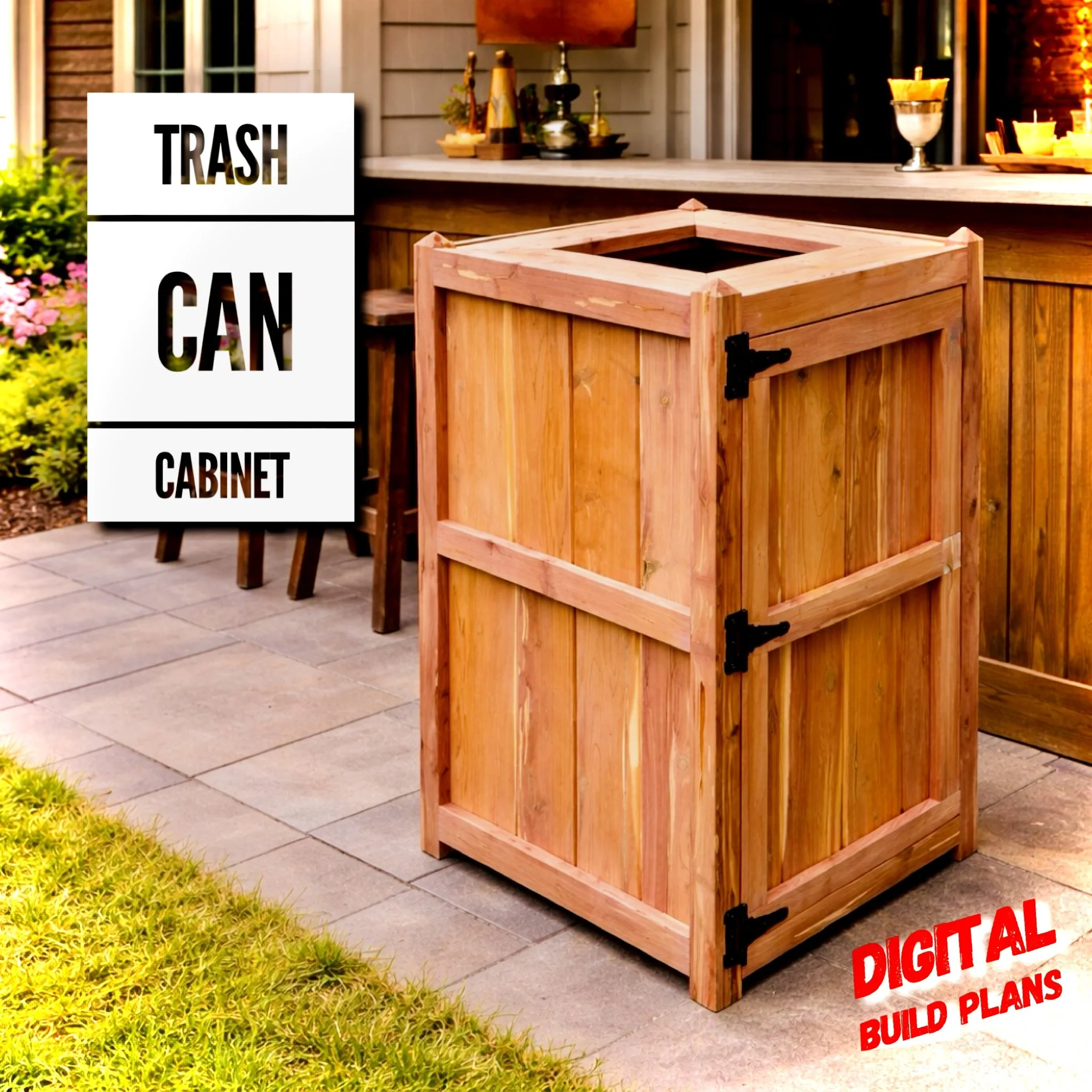 Outdoor Trash Can Cabinet Digital Plans