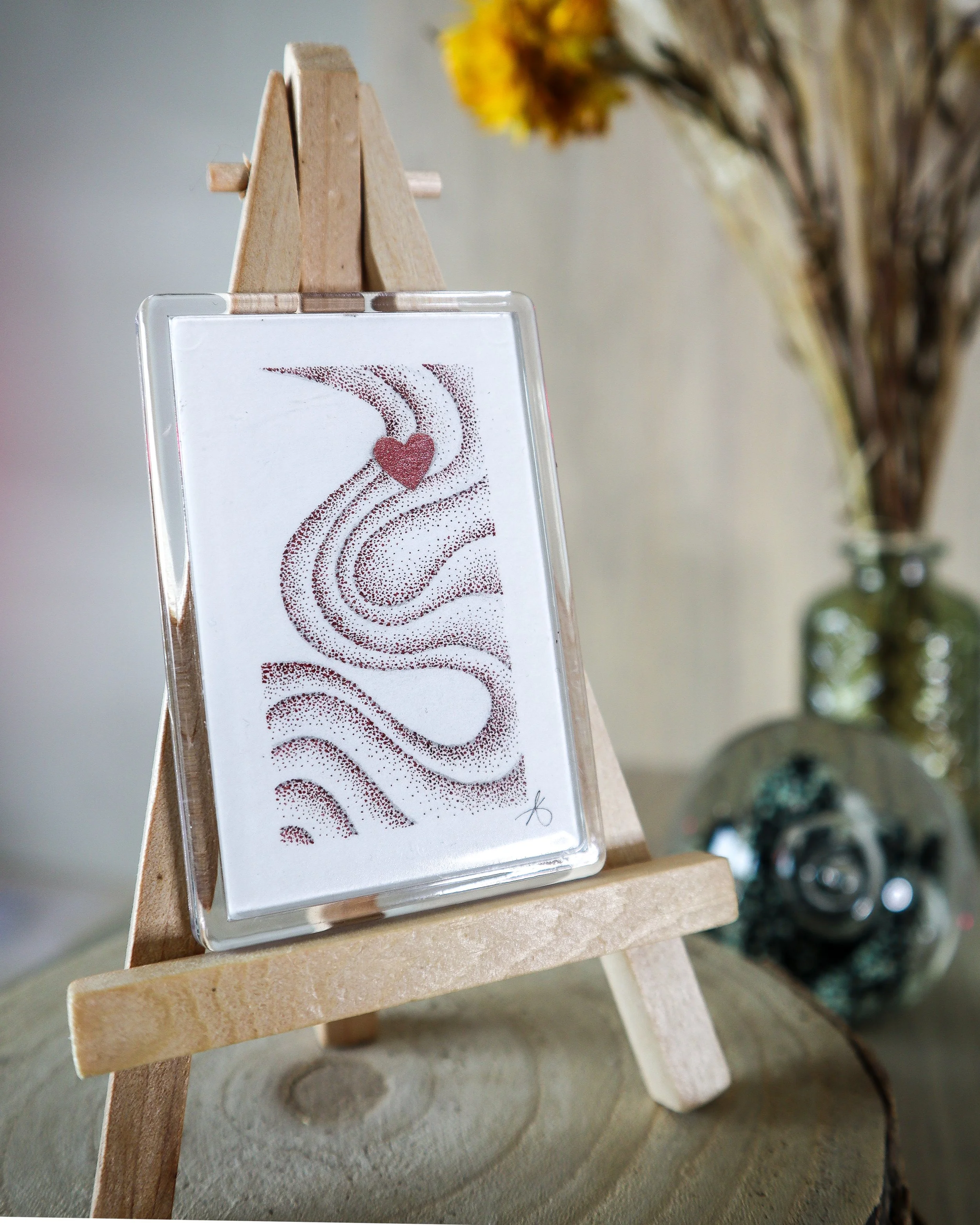 Art miniature en pointillisme à l’encre métallisée – Amour oublié 3