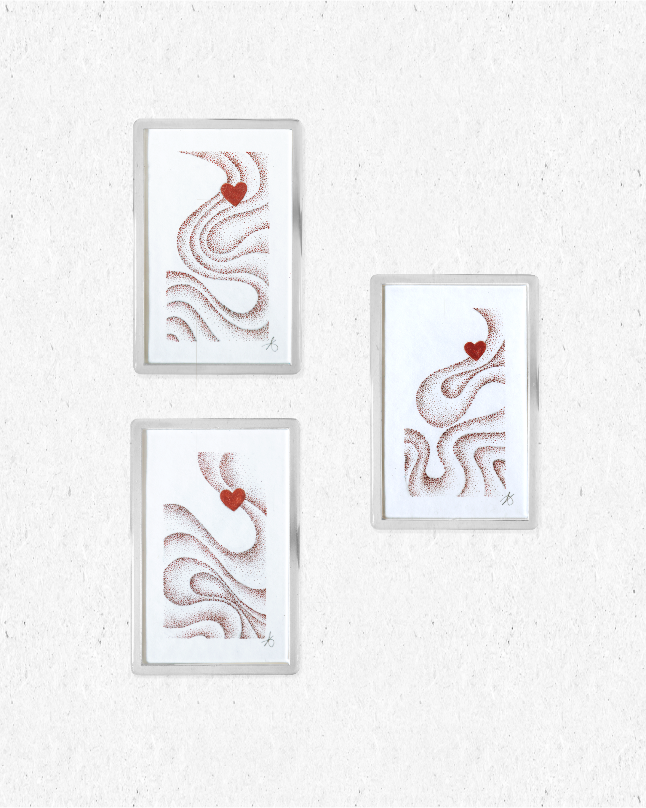 Amour oublié mini - originaux miniatures en pointillisme - 4,5x7cm magnets