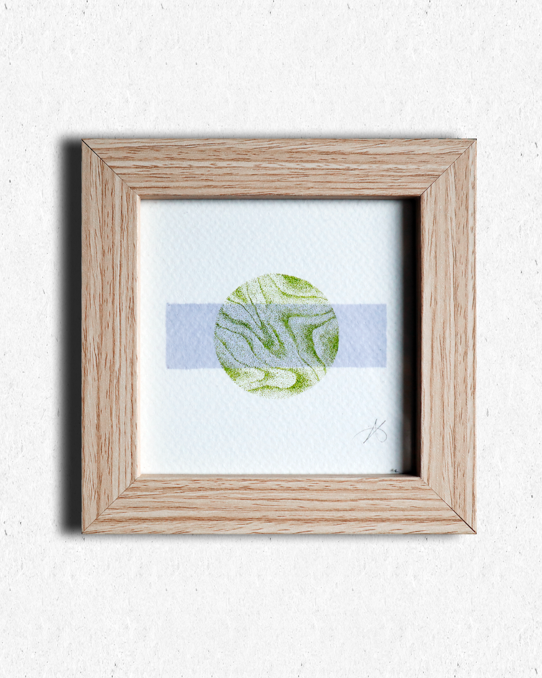 Liaison - oeuvre en pointillisme vert et violet à l'encre et feutre à alcool.png