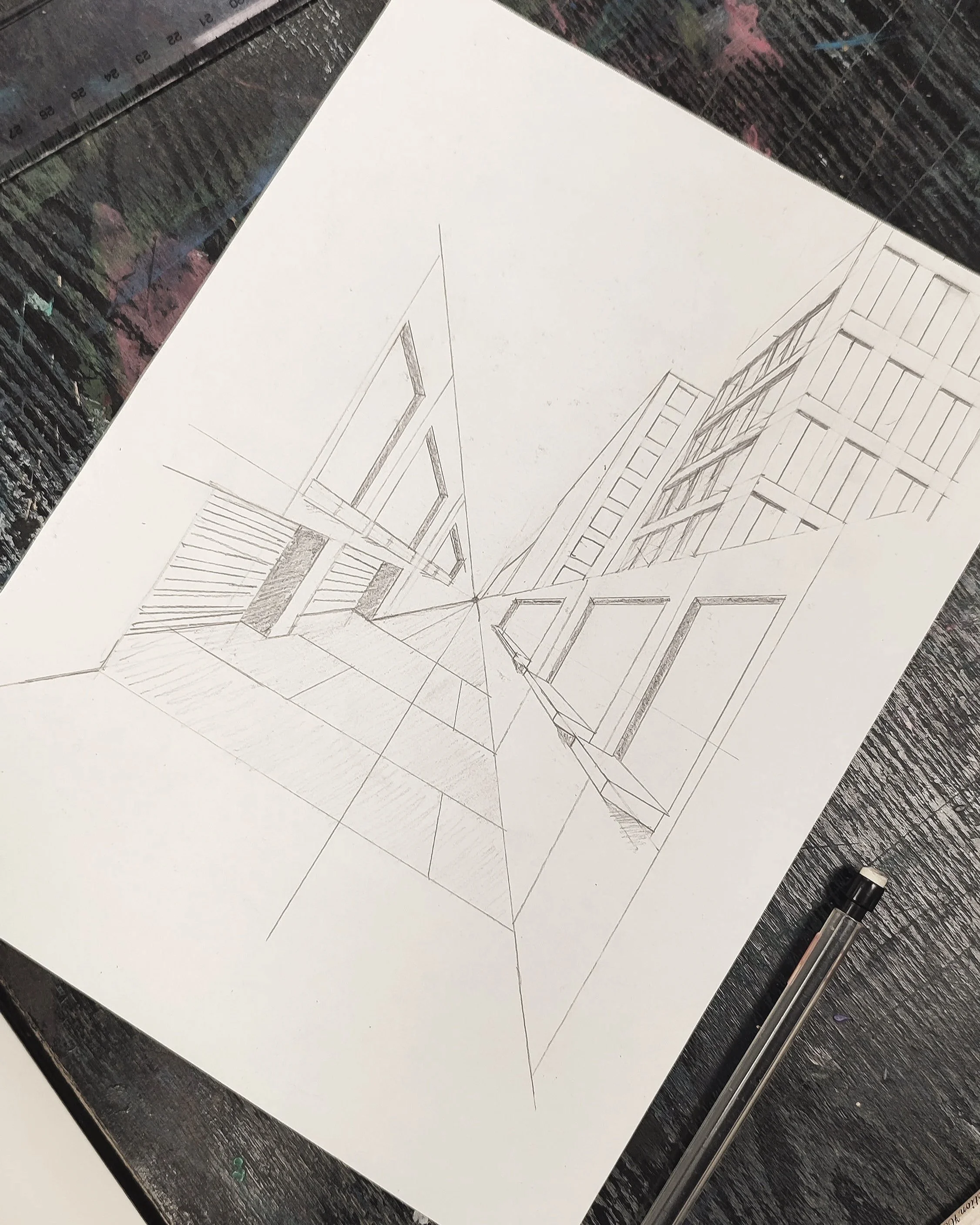 Cours de perspective à un point de fuite