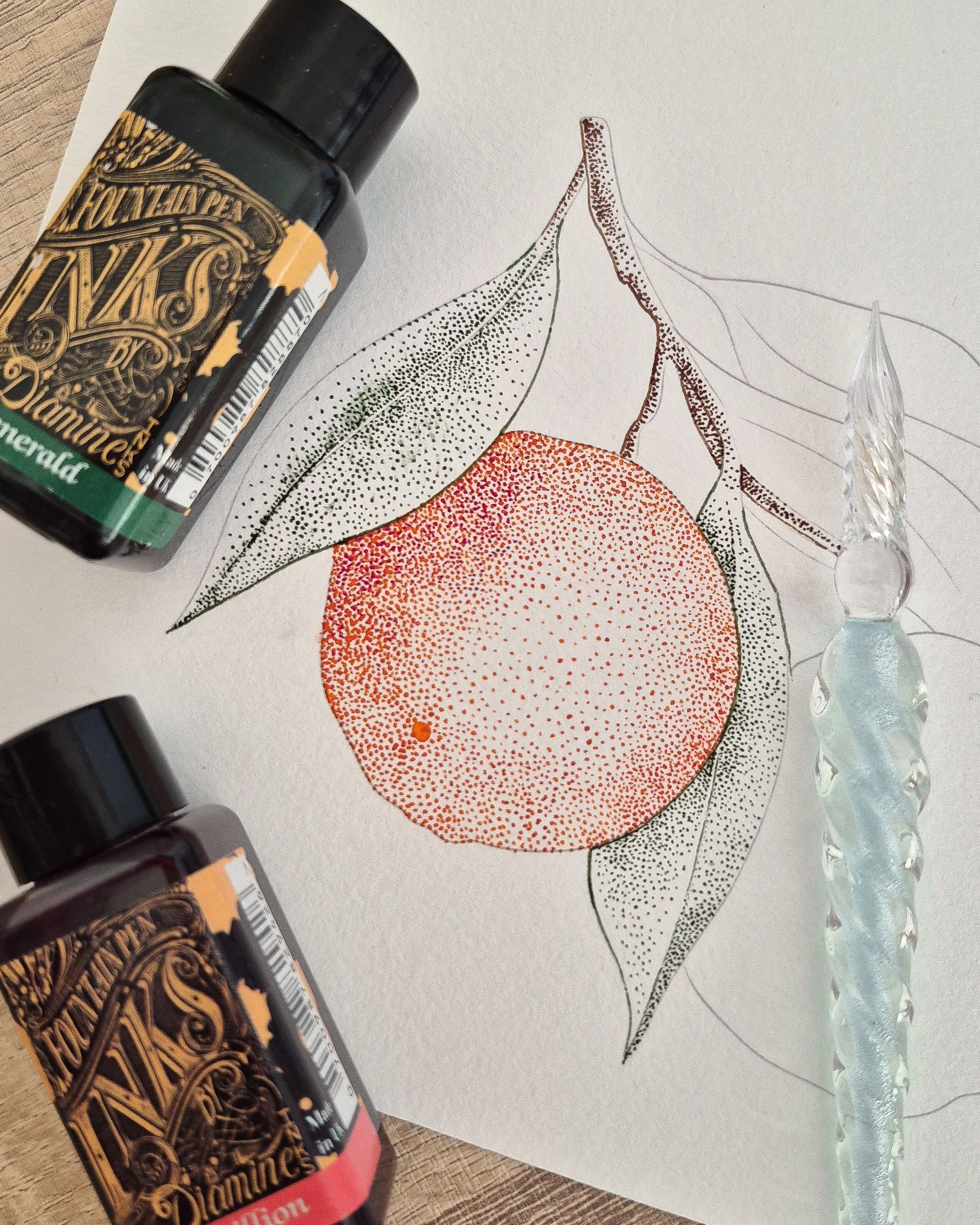 Atelier créatif à Amiens – agrumes en Pointillisme à la plume en verre (juin 2026)