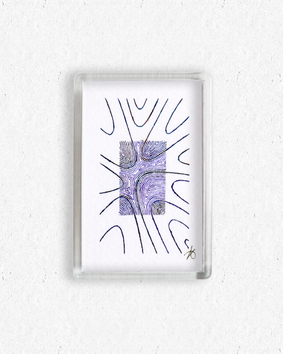Pas de vagues, oeuvre originales en trait à l'encre violette et à la plume.png
