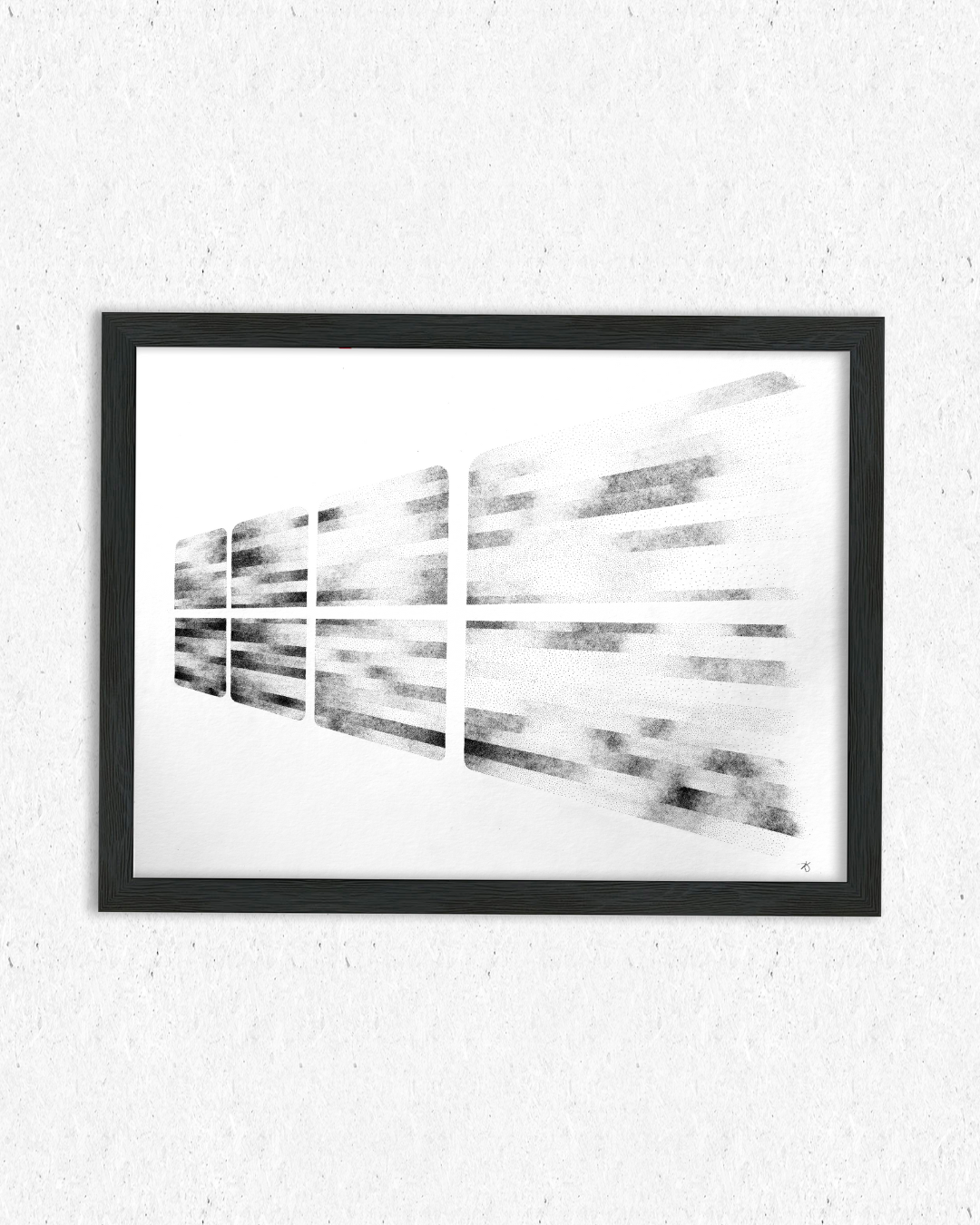 L'Echappée - Dessin original sous cadre en pointillisme au feutre - 50x65cm