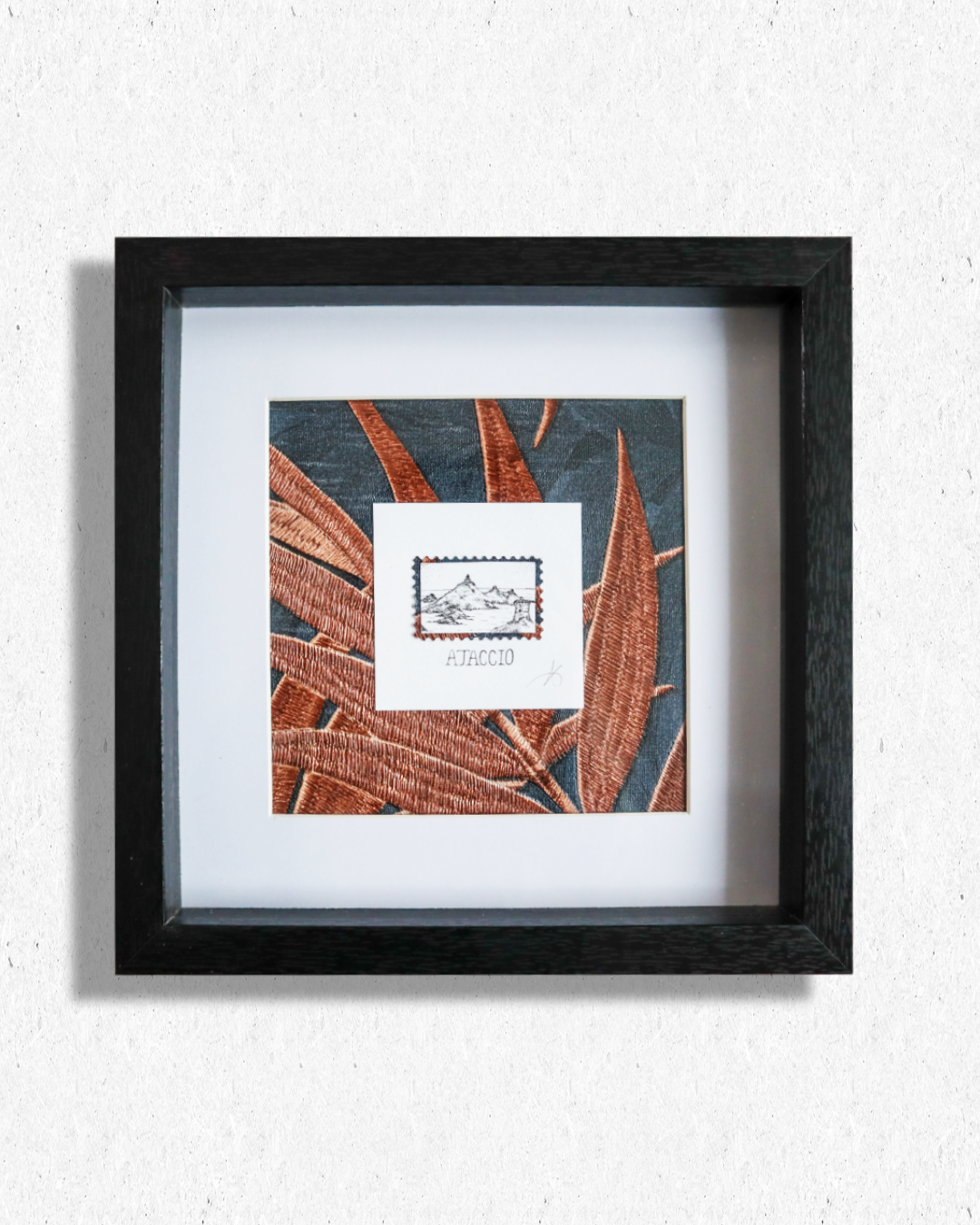 Ajaccio & les Iles Sanguinaires - original sous cadre en pointillisme - 20x20cm