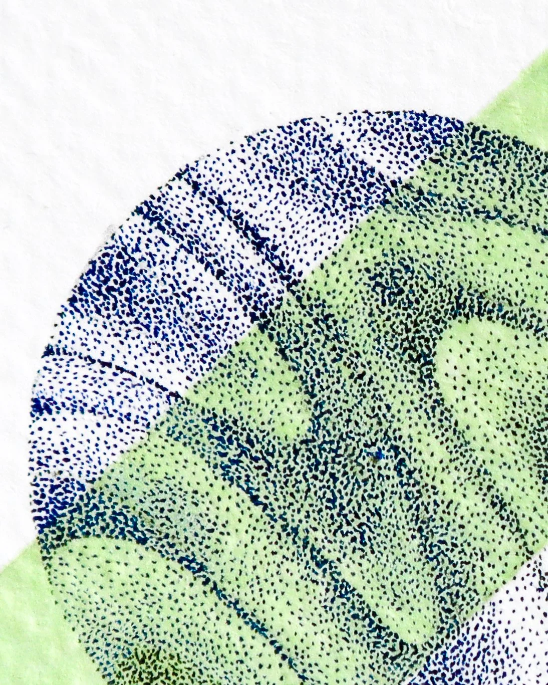 Oeuvre originale en pointillisme liaison vert et violet.jpg