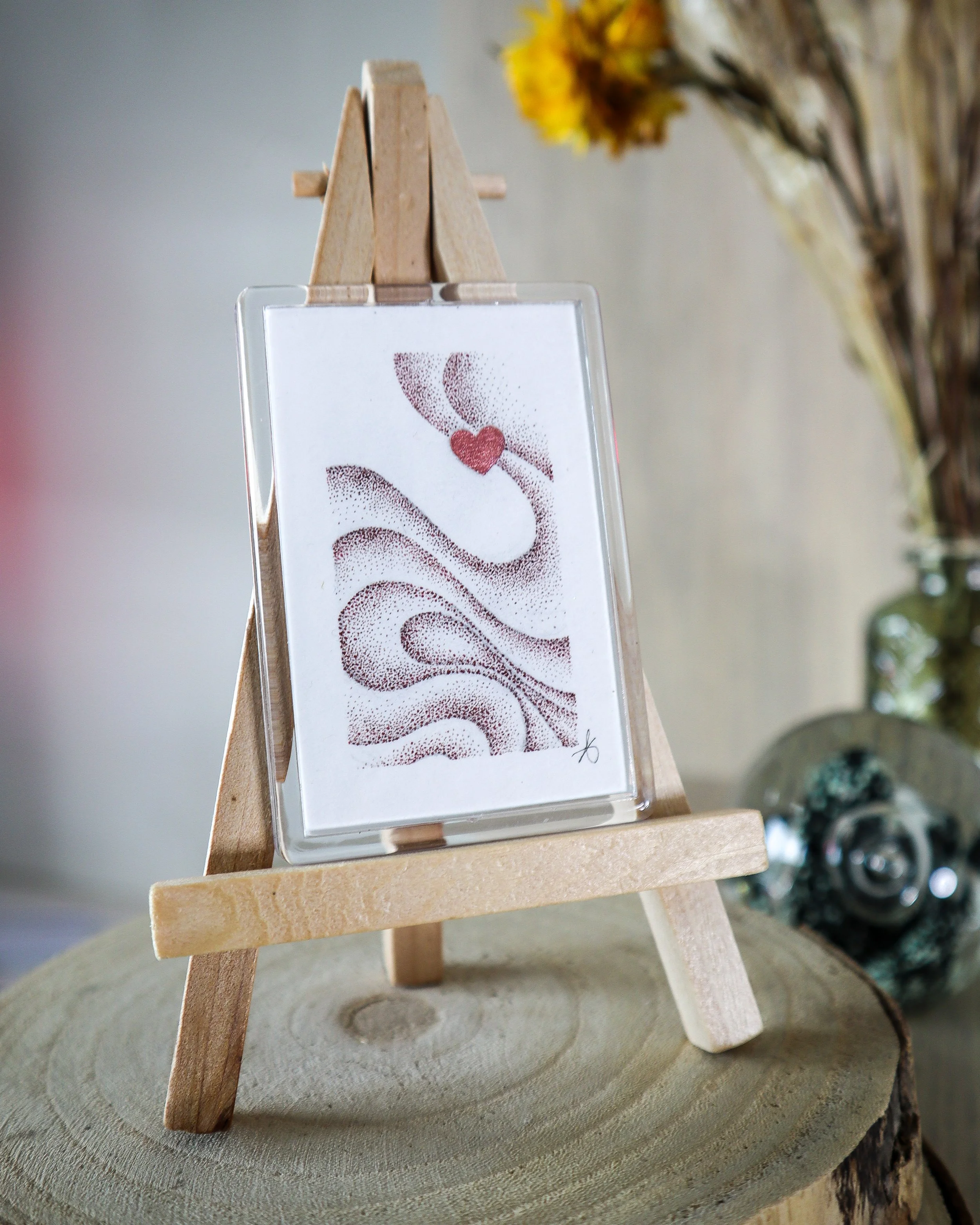 Œuvre miniature en pointillisme – Amour oublié variation 2