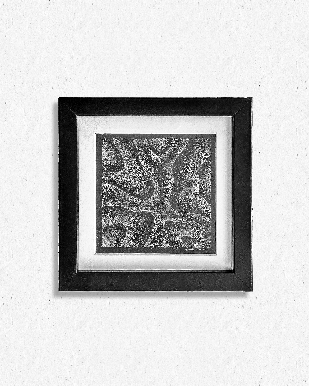 Décomposition Intérieure 4 - original à l'acrylique en pointillisme - 13x13cm