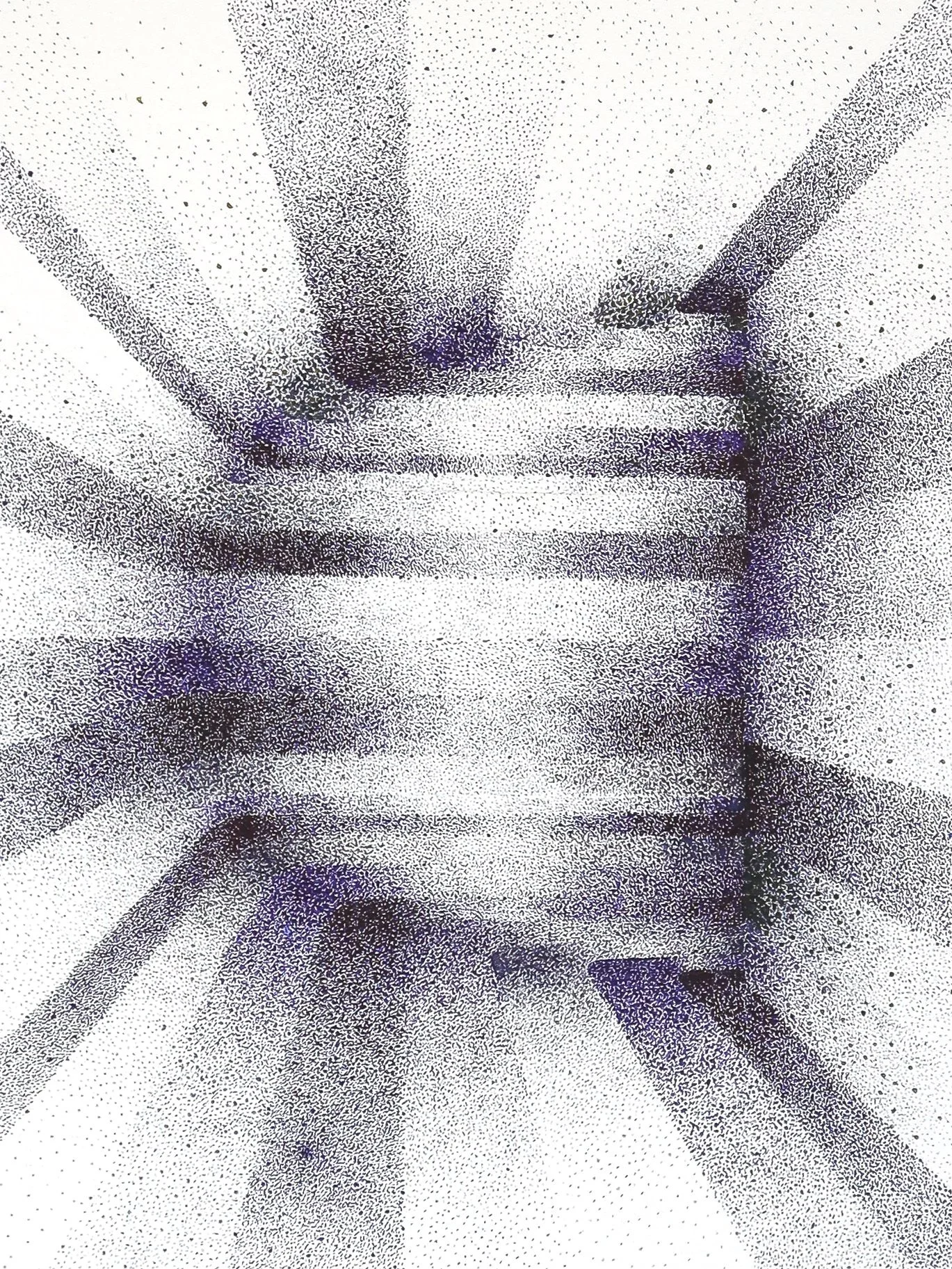 L'évadé, oeuvre abstraite en pointillisme bleu