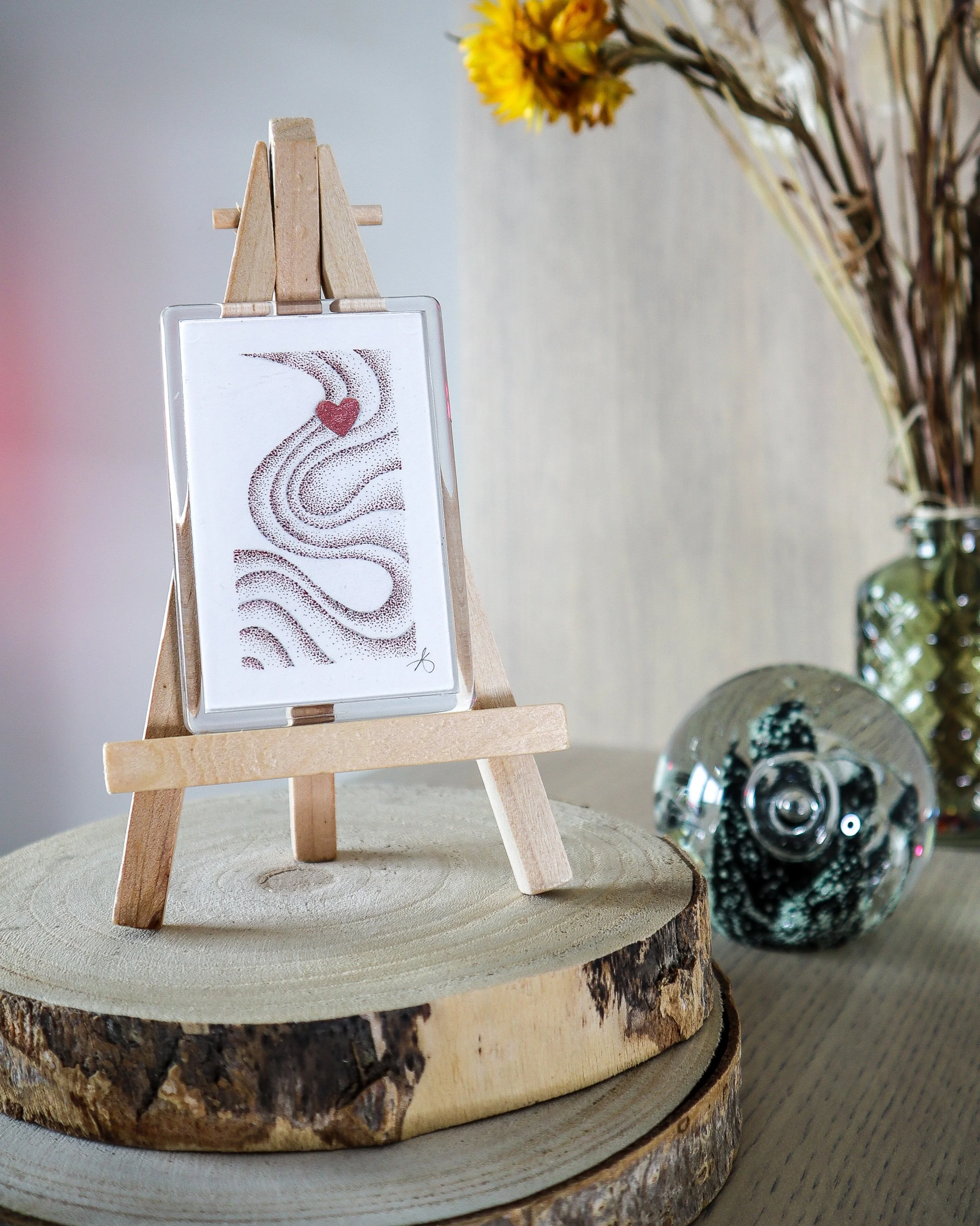 Art miniature en pointillisme à l’encre métallisée – Amour oublié 3