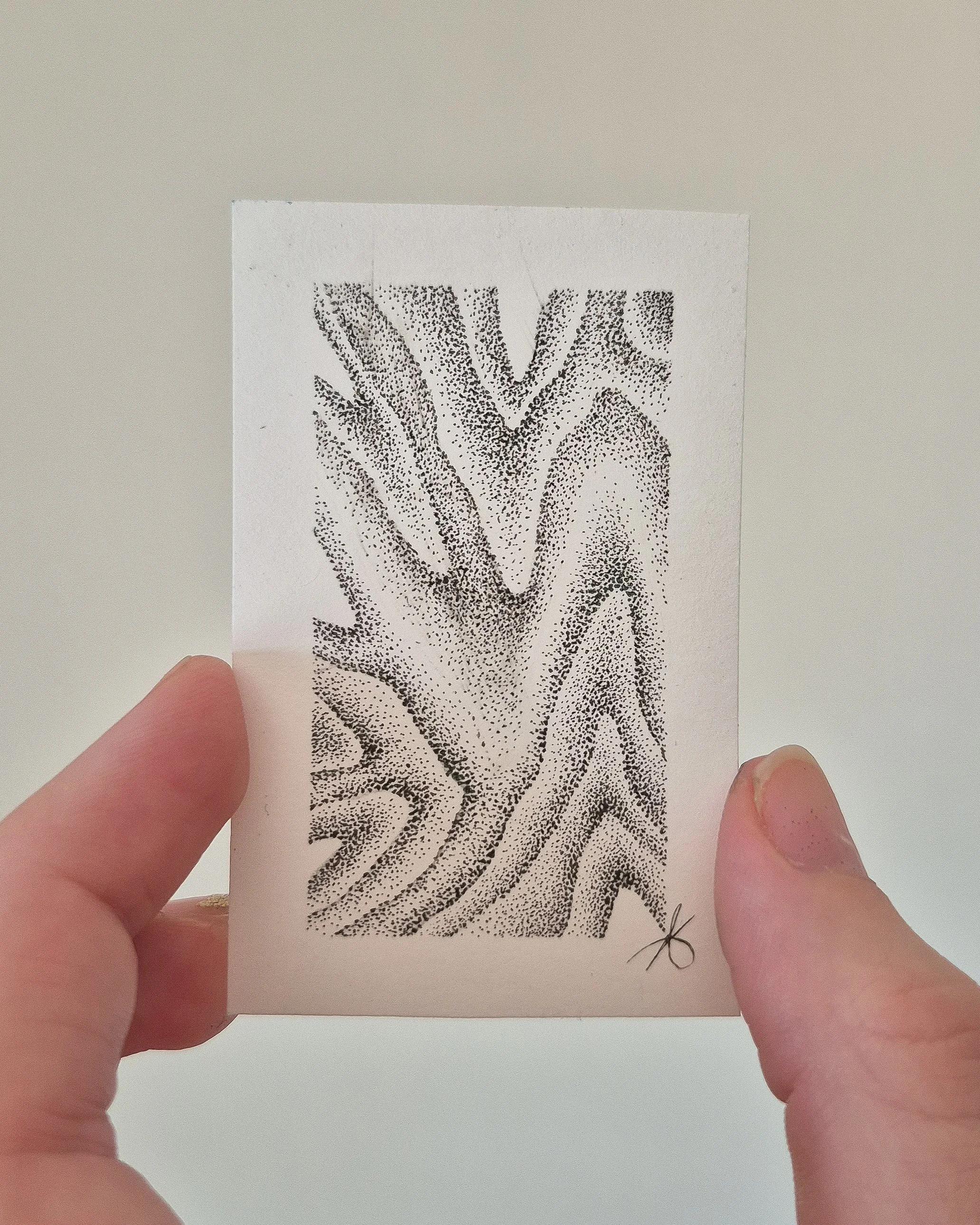 Blindbox mini-œuvre originale en pointillisme, emballage papier kraft avec ruban coloré
