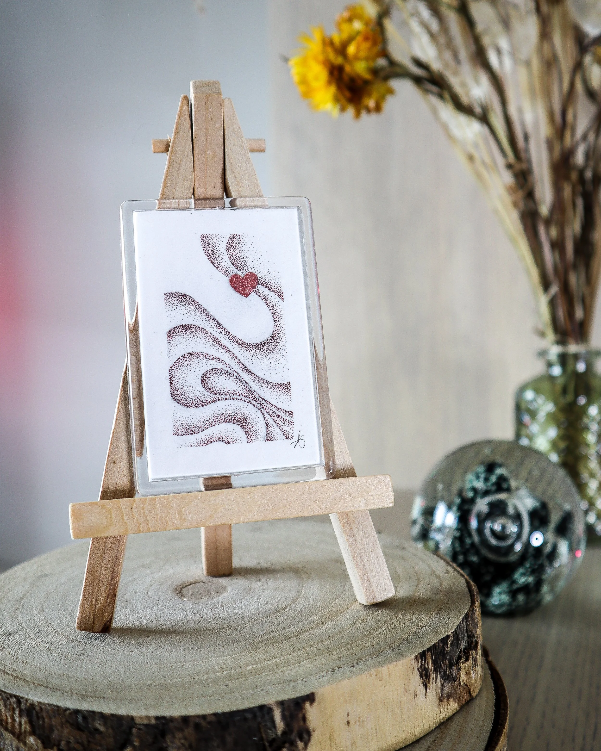 Œuvre miniature en pointillisme – Amour oublié variation 2