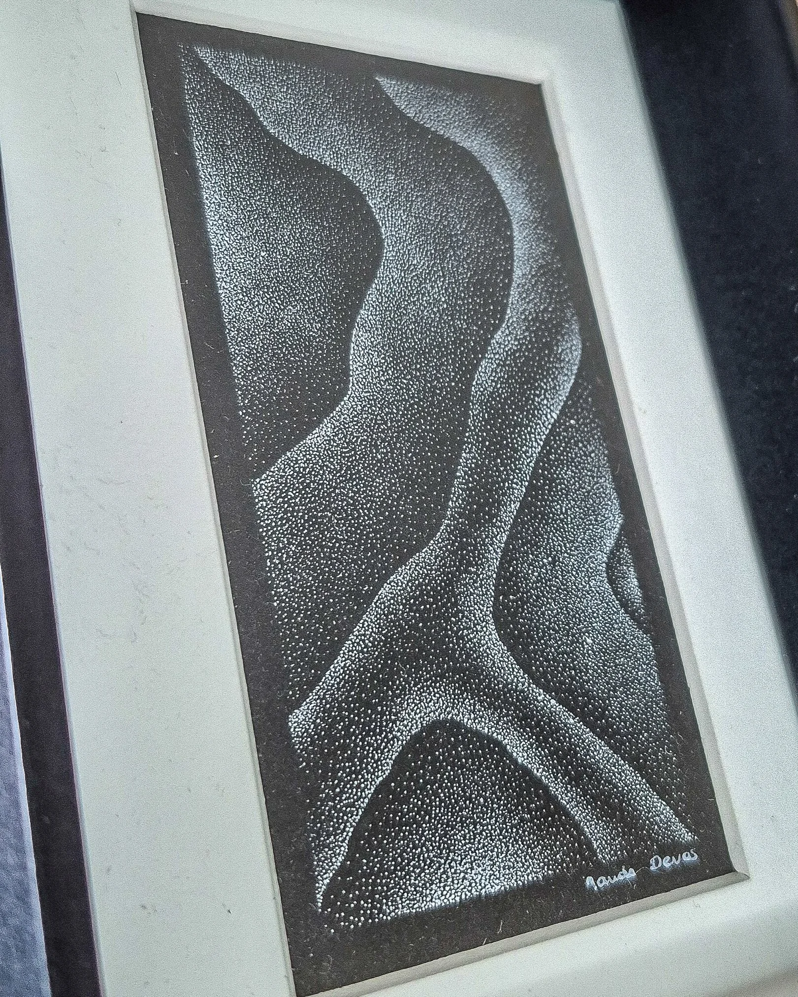 Œuvre originale pointillisme Décomposition Intérieure 10x15cm vue de près