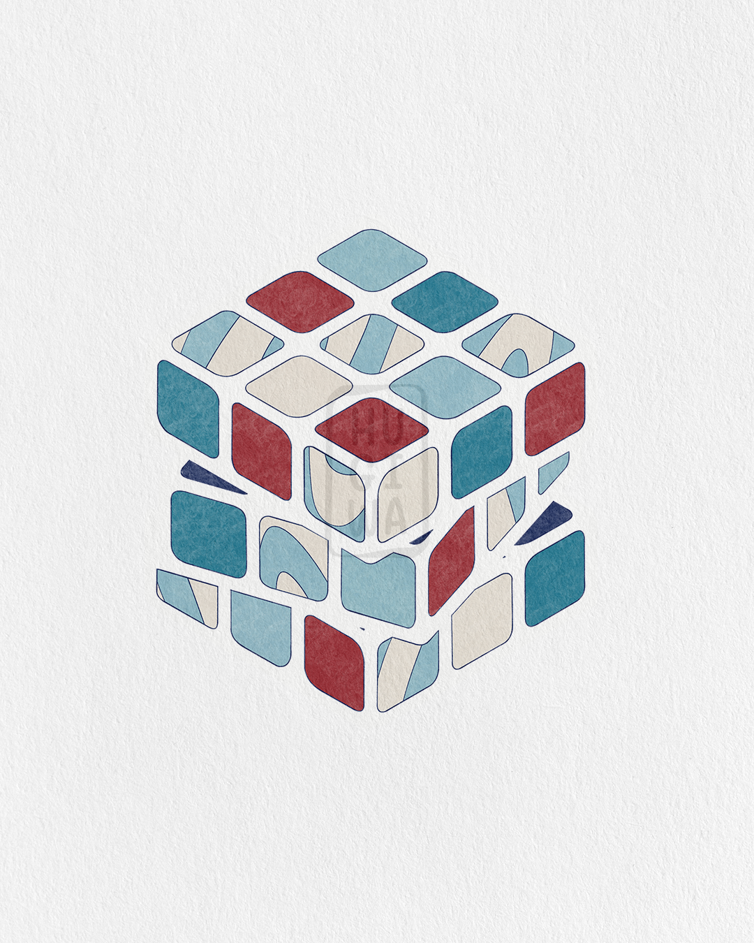 Dessin numérique original d'un rubiks cube