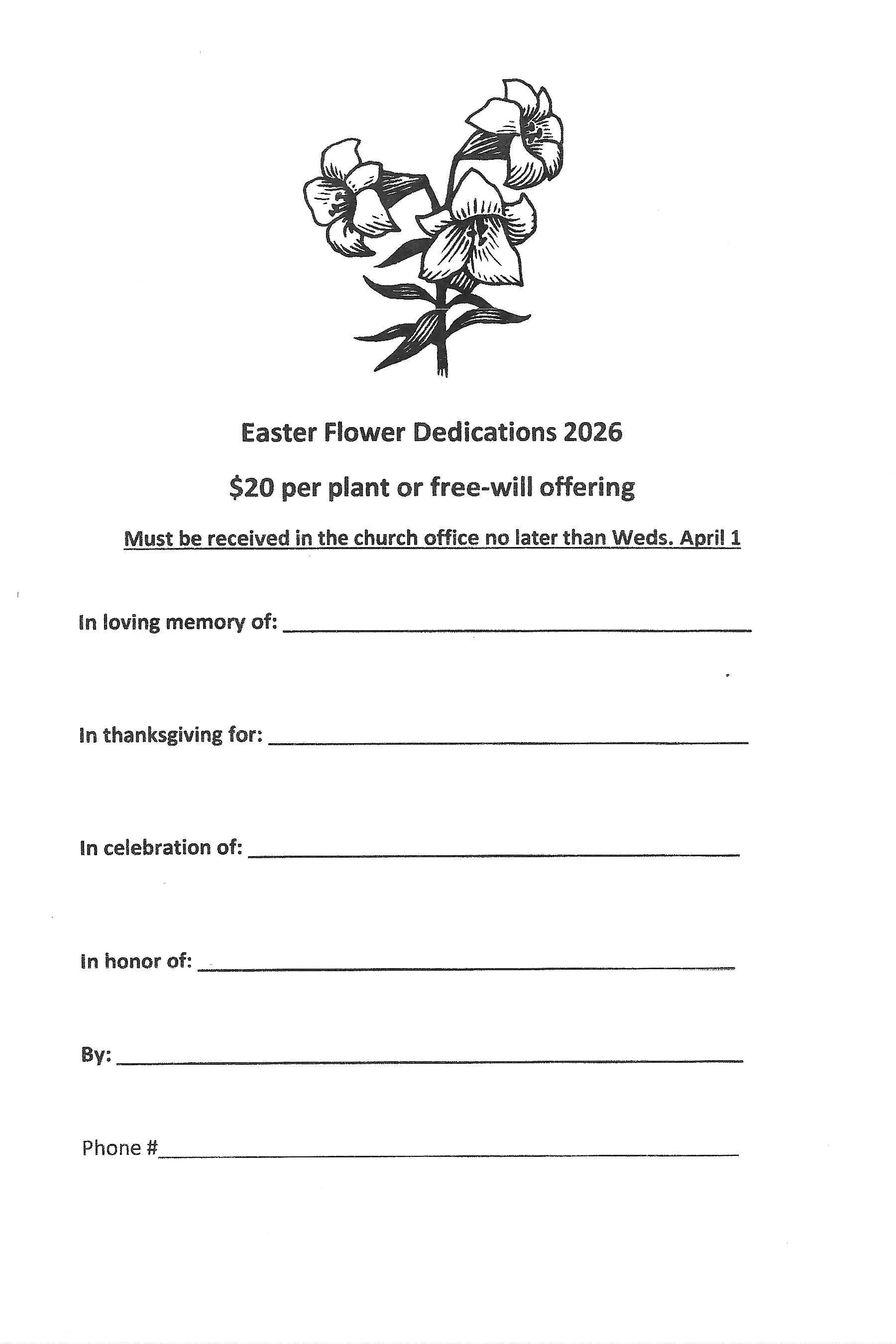 Easter Flower Dedications 2026