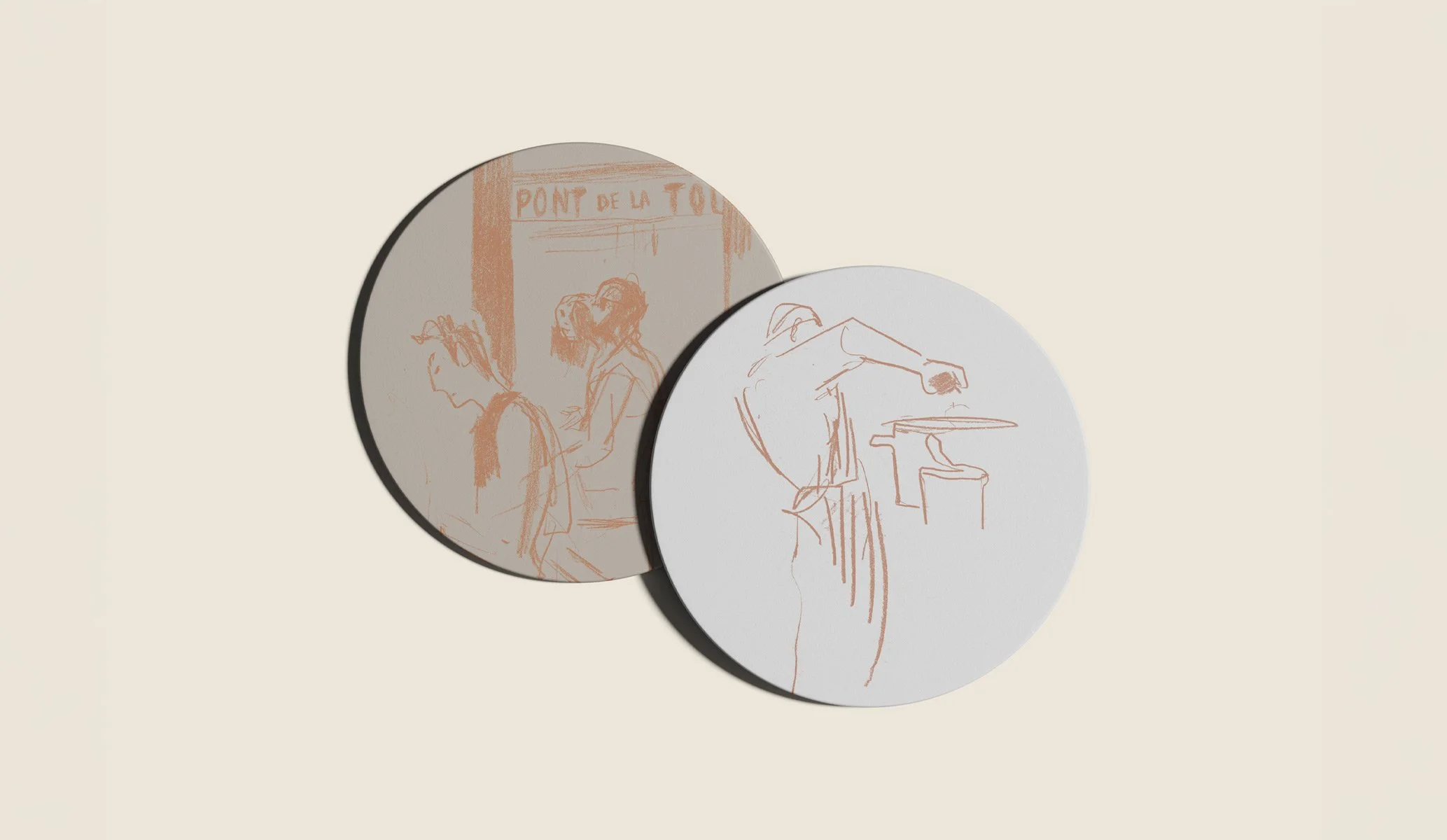 Pont De La Tour coasters created as part of the full brand identity rebrand by Colt