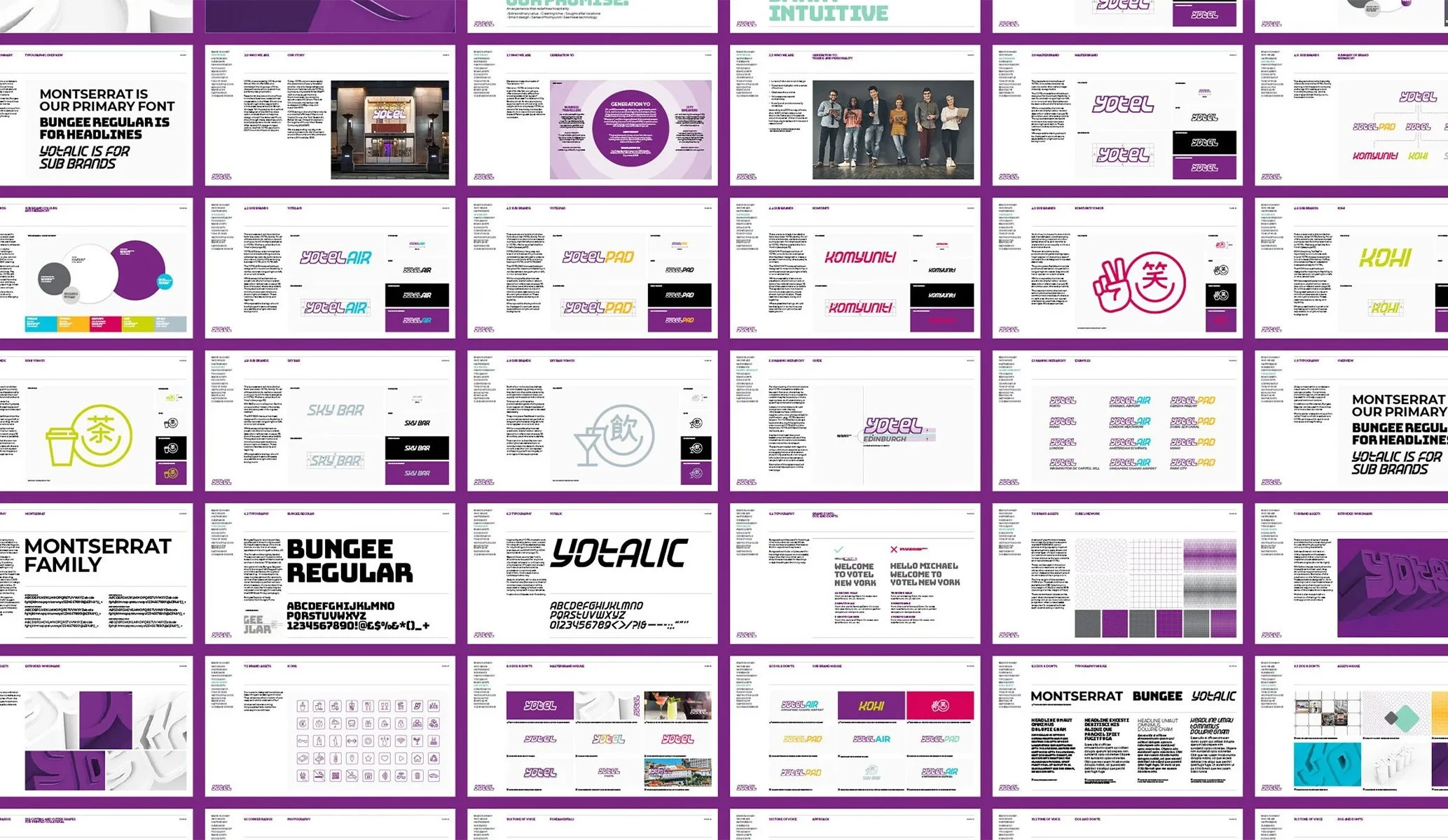 Brand guidelines created for the Yotel brand created by Colt, a specialist hotel branding agency in London
