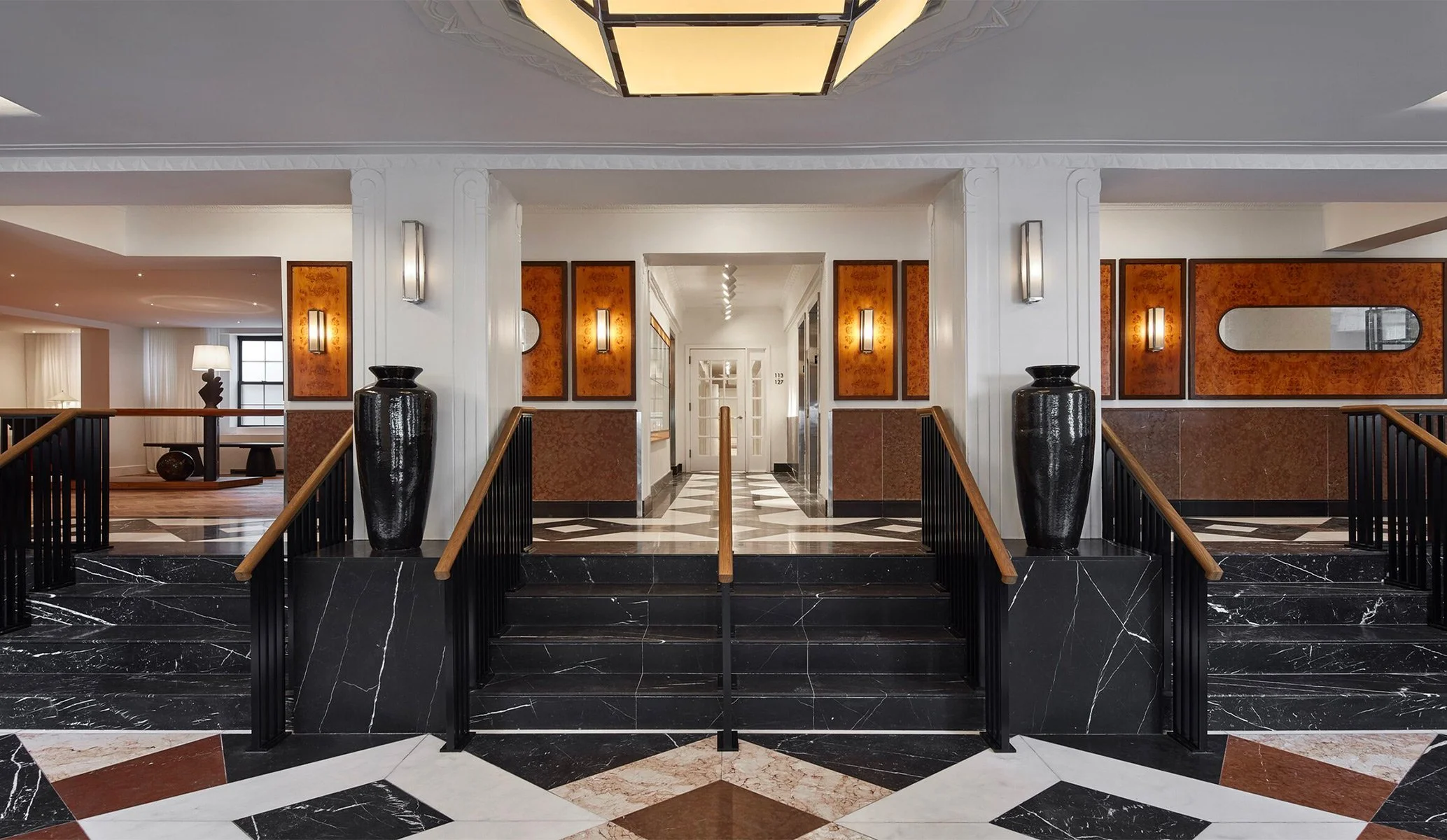 Art Deco interior entrance to Lyle Hotel in Washington DC
