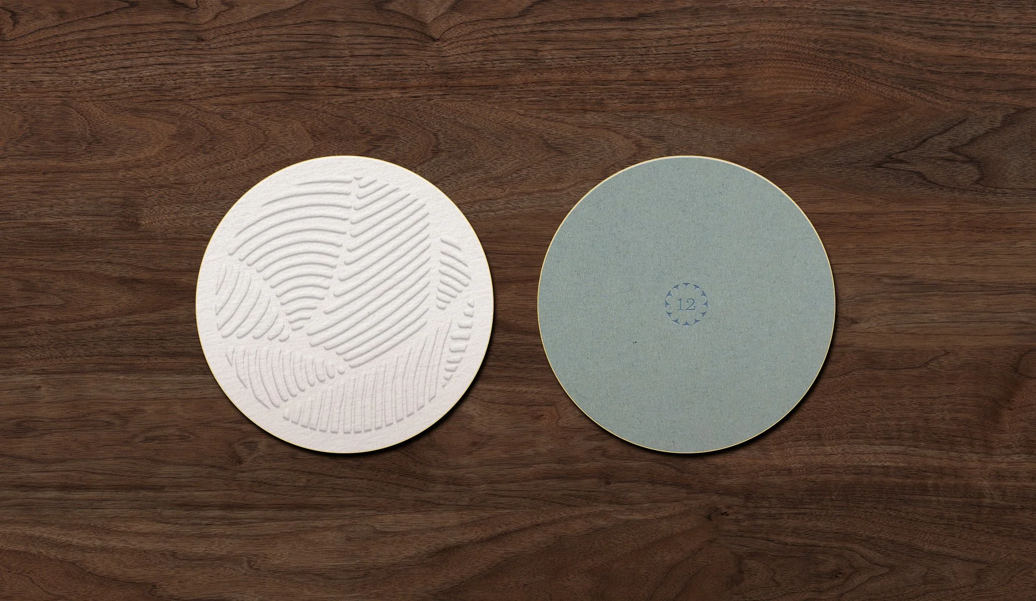 Coasters for Twelve, Maine. Part of the suite of collateral created featuring the new brand identity