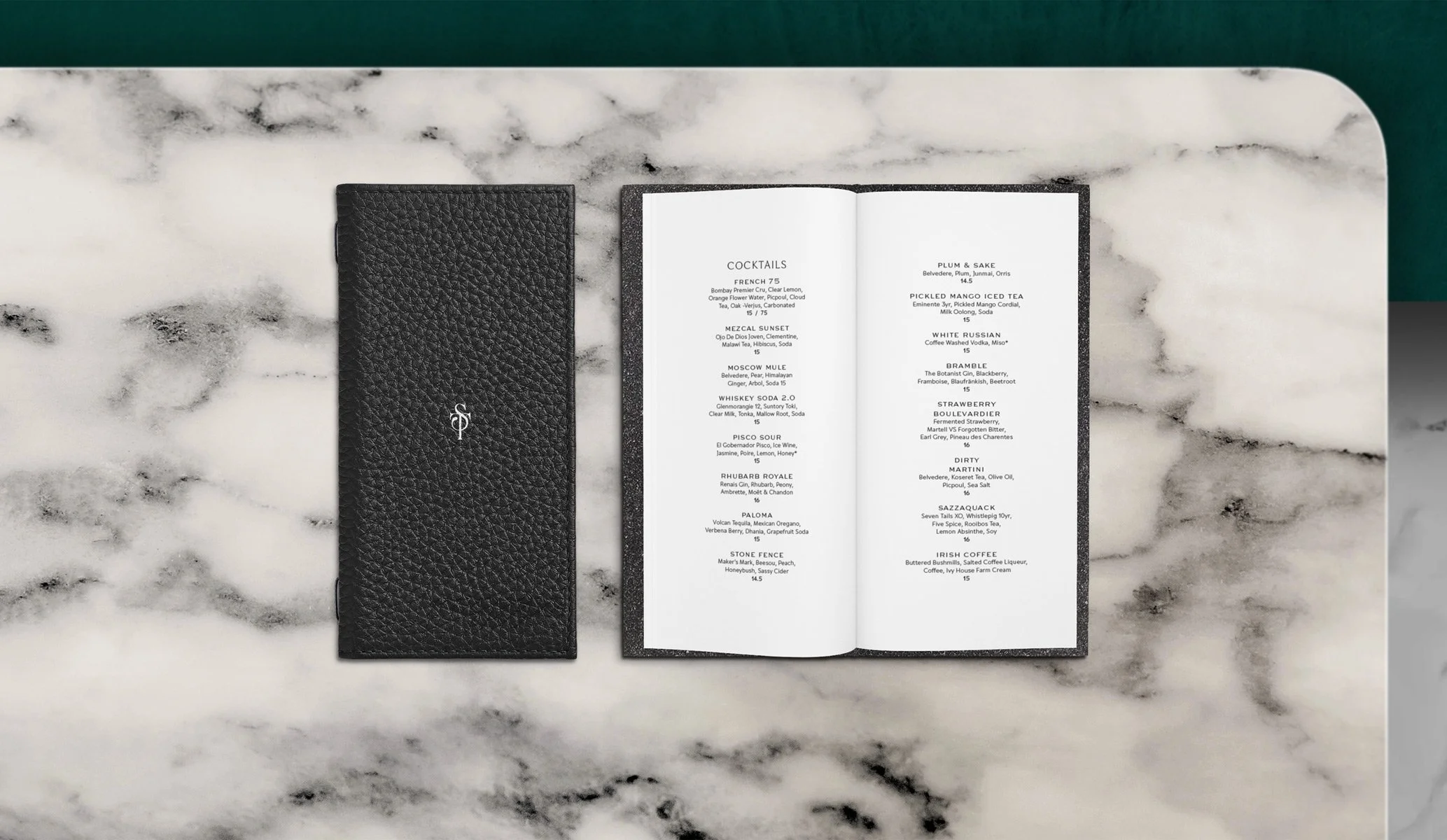 Menu design for three sheets rebrand and new brand identity designed by Colt