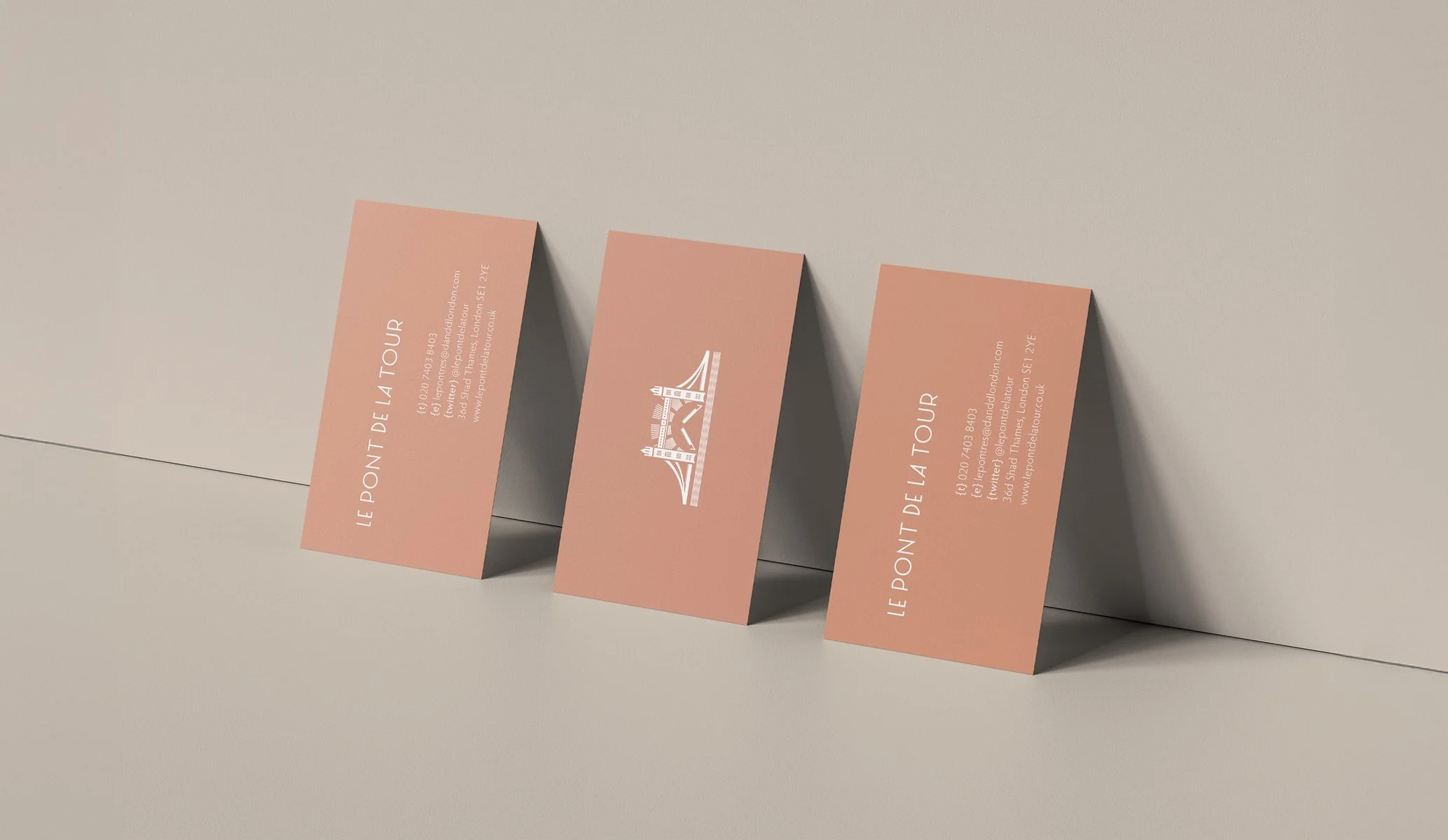 Pont De La Tour business cards created as part of the full brand identity rebrand by Colt