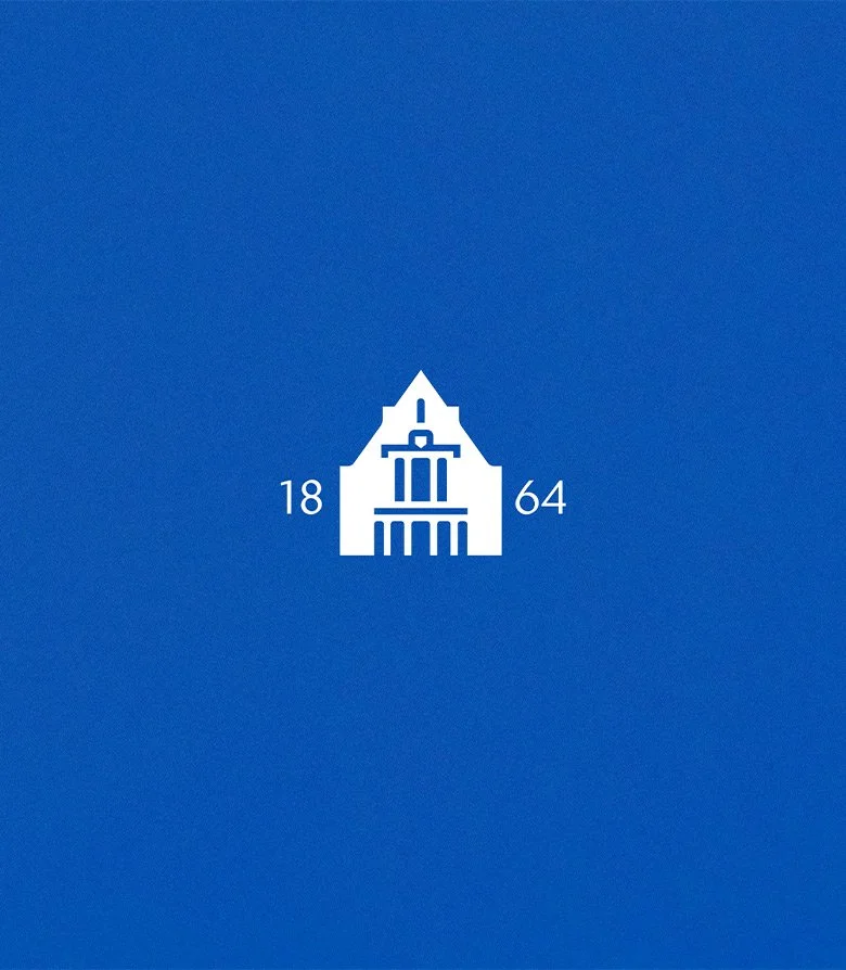 Brand symbol on blue background for Seaton House hotel in St Andrews, Scotland, created as part of the brand identity by Colt