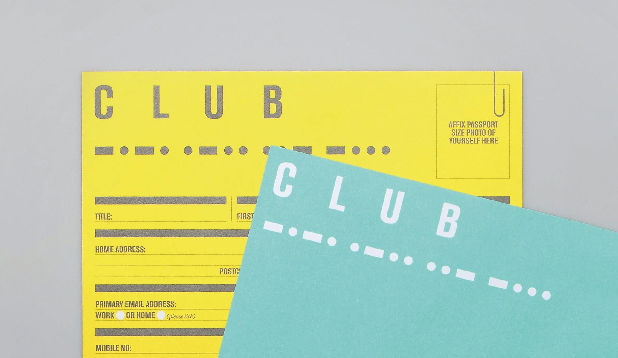 Application forms for Club, the private members bar at South Place Hotel, London